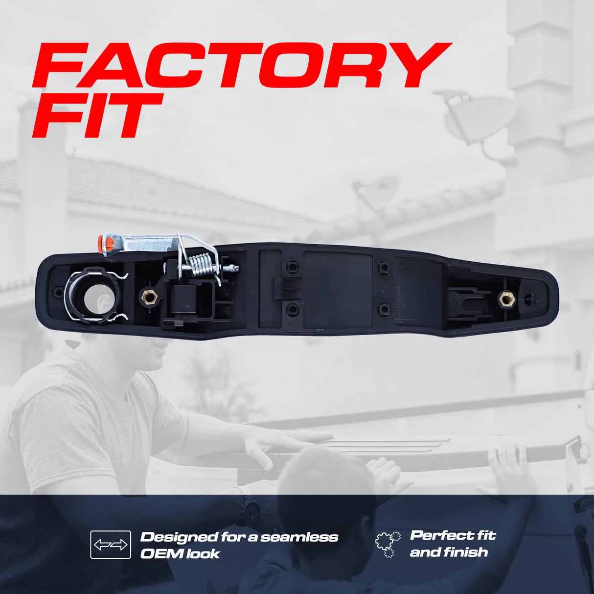 Exterior Door Handle Upgraded Black Metal Replacement for Chevrolet Avalanche, Silverado, Suburban, Tahoe / Cadillac Escalade / GMC Sierra, Yukon (2007-2014) OE Part # 84053438, 20828237, 15915106 | Front LH w/Keyhole - Master Tailgaters