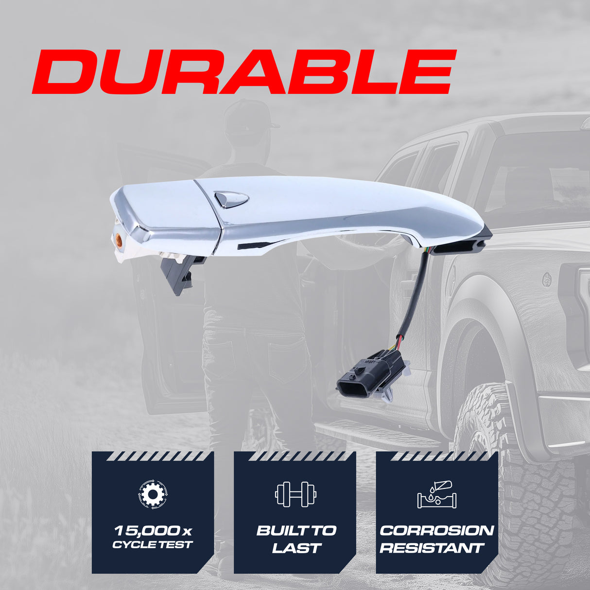 Exterior Door Handle Chrome Replacement for Nissan Murano (2015-2024), Rogue (2014-2024) OE Part # 80640-4BA1C, 80640-4BA0B | Front Right Passenger Side w/o Keyhole