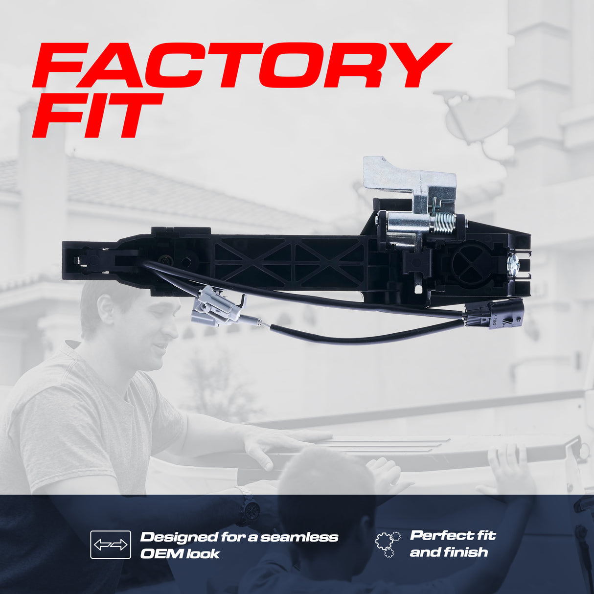 Exterior Door Handle Black Primed Replacement for Nissan Sentra B16 (2007-2012) (Smart Entry System w/ Sensor) OE Part # 80606-ZT52B, 80606-ET92A | Front Right Passenger Side w/o Keyhole