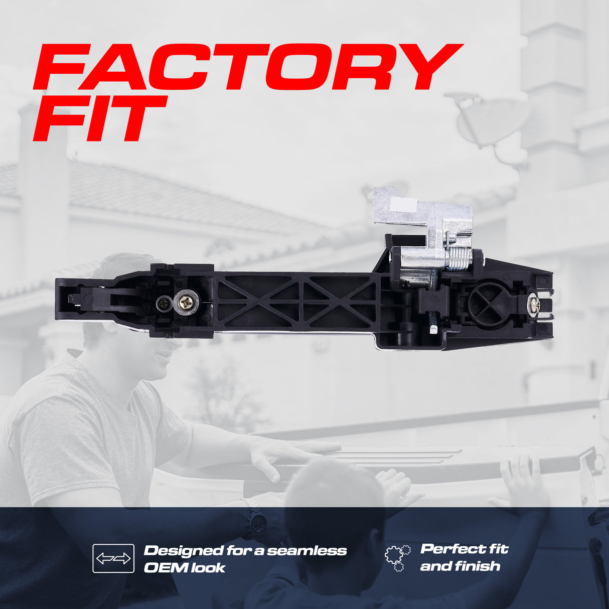 Exterior Door Handle Black Primed Replacement for Nissan Sentra B16 (2007-2012) (Smart Entry System w/o Sensor) OE Part # 80606-ZT52B, 80606-ET92A | Front Right Passenger Side w/o Keyhole