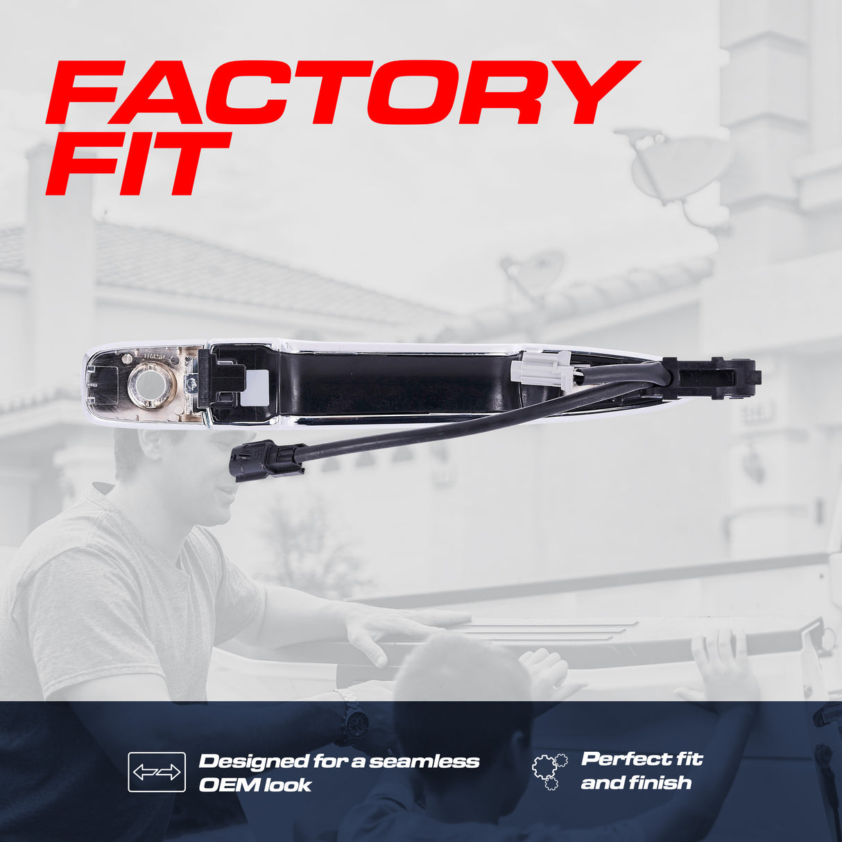 Exterior Door Handle Chrome Replacement for Nissan Maxima (09-15), Murano (09-14), Sentra (13-16) OE Part # 80646-9N00A, 80640-3SG0A, 80640-9N00A | Front Left Driver Side