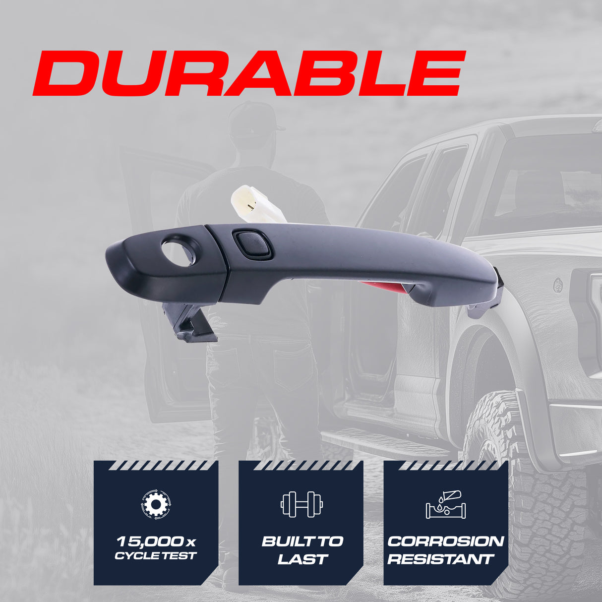 Exterior Door Handle Black Primed Replacement for Toyota Corolla (09-13), Prius (04-09), RAV4 (09-12) OE Part # 69210-02110-C1, 69210-12320-C1 | Front Left Driver Side w/ Keyhole Cap