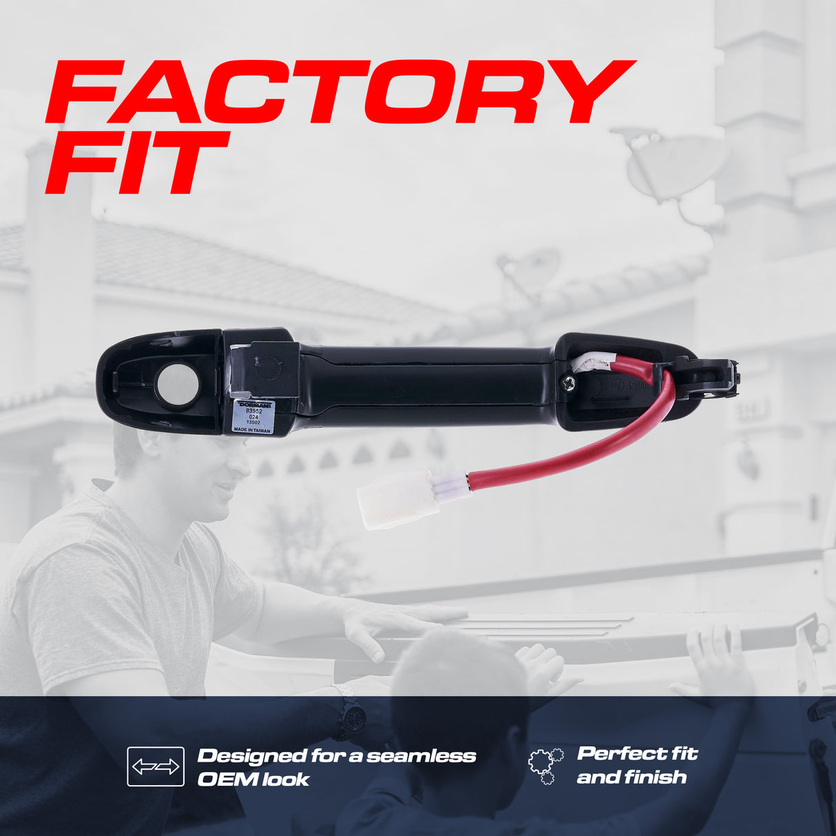 Exterior Door Handle Black Primed Replacement for Toyota Corolla (09-13), Prius (04-09), RAV4 (09-12) OE Part # 69210-02110-C1, 69210-12320-C1 | Front Left Driver Side w/ Keyhole Cap