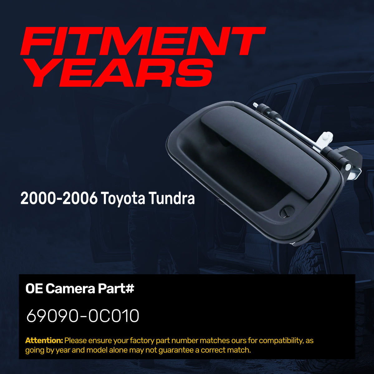 Tailgate Handle Upgraded Black Metal Replacement for Toyota Tundra (2000-2006) OE Part # 69090-0C010 | Tailgate Handle w/ Keyhole