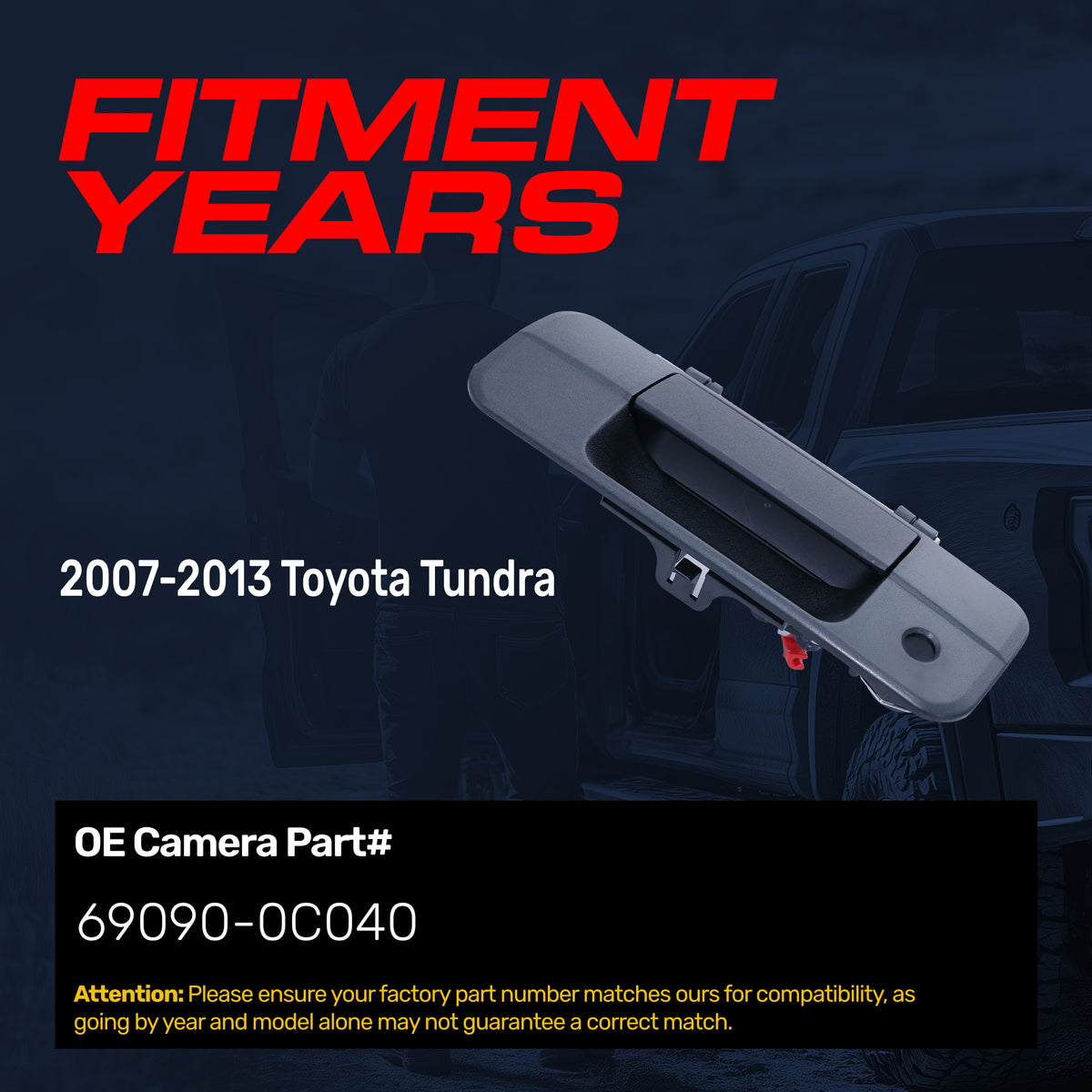 Tailgate Handle Upgraded Black Metal Replacement for Toyota Tundra (2007-2013) OE Part # 69090-0C040 | Tailgate Handle w/o Rear Camera Hole, w/ Keyhole