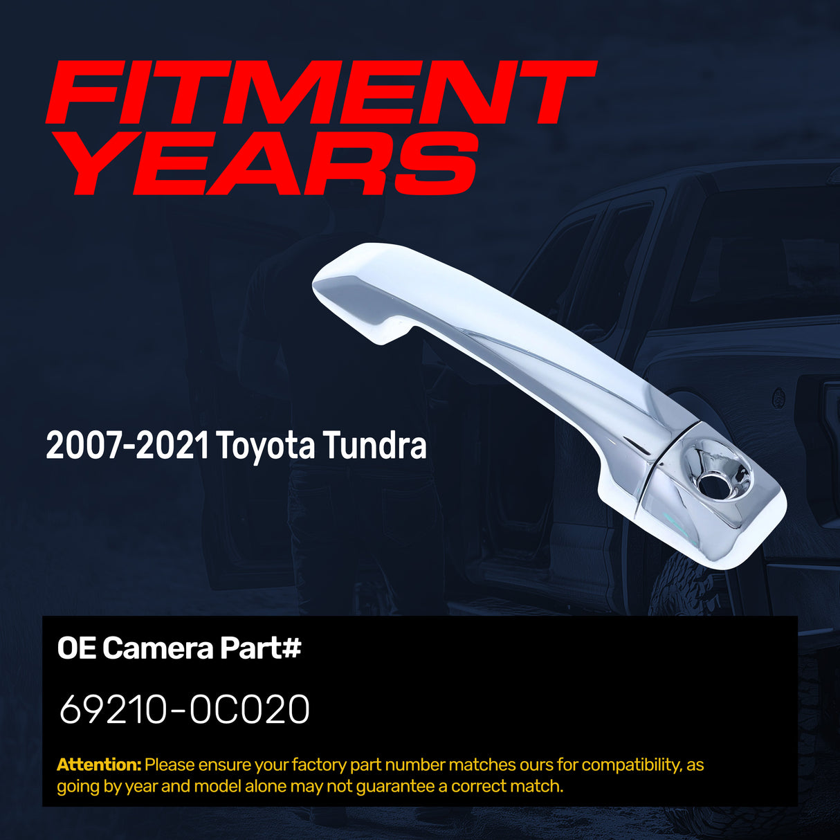 Exterior Door Handle Upgraded Chrome Metal Replacement for Toyota Tundra (2007-2021) OE Part # 69210-0C020 | Front LH w/ Keyhole