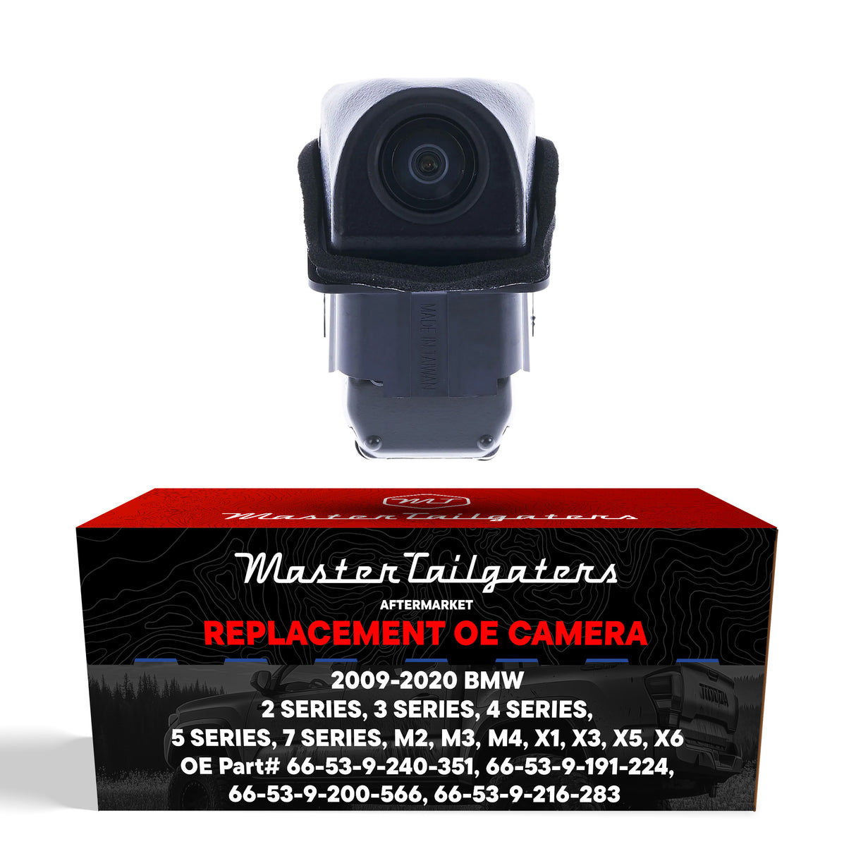 BMW 2/3/4/5/7 Series (2009-2020), M2/M3/M4 (2015-2018), X1/X3/X5/X6 (2010-2015) OEM Replacement Backup Camera OE Part # 66539191224, 66539200566, 66539216283, 66539240351 - Master Tailgaters