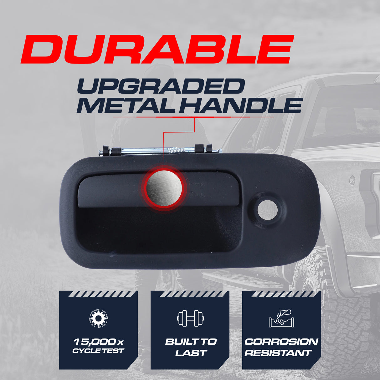 Exterior Door Handle Upgraded Black Metal Replacement for Chevrolet Express Van (2010-2023) / GMC Savana 1500, 2500, 3500 (2010-2023)