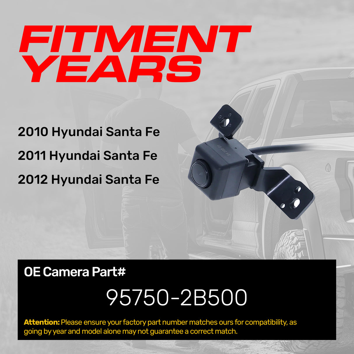 Hyundai Santa Fe (2010-2012) OEM Replacement Backup Camera OE Part # 95750-2B500