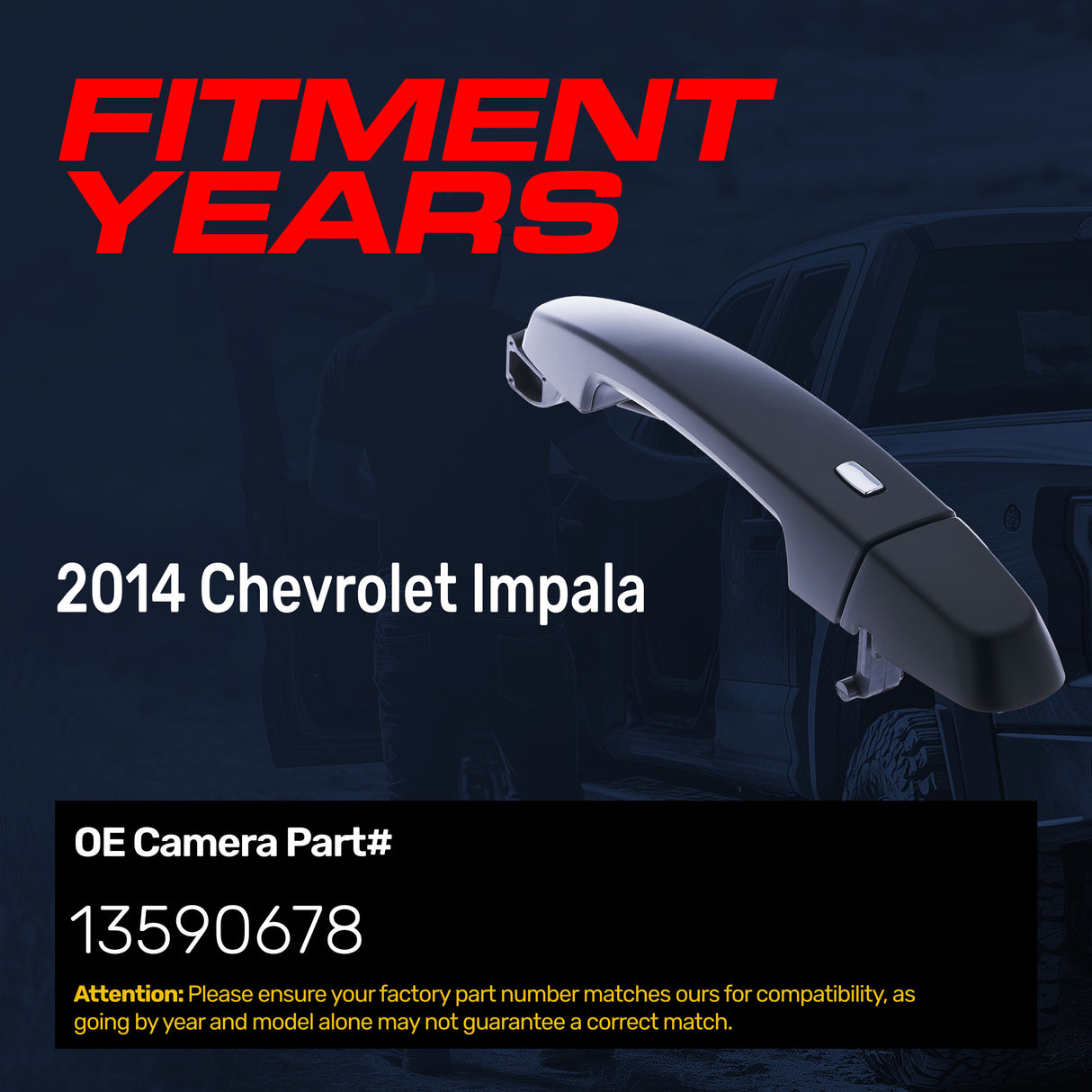 Exterior Door Handle Black Primed Replacement for Chevrolet Impala (2014) OE Part # 13590678 | Front Left Driver Side