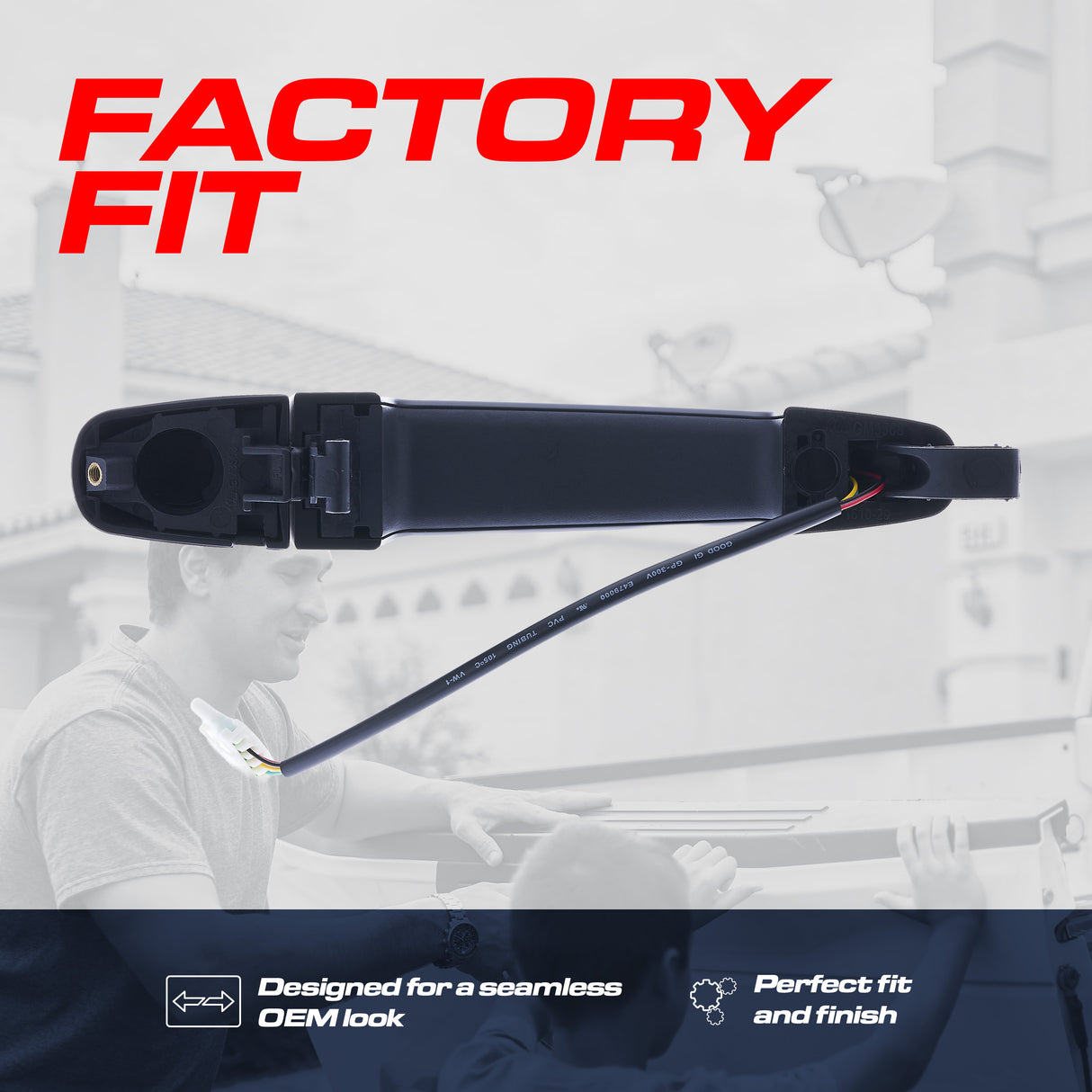 Exterior Door Handle Black Primed Replacement for Chevrolet Impala (2014) OE Part # 13590678 | Front Left Driver Side