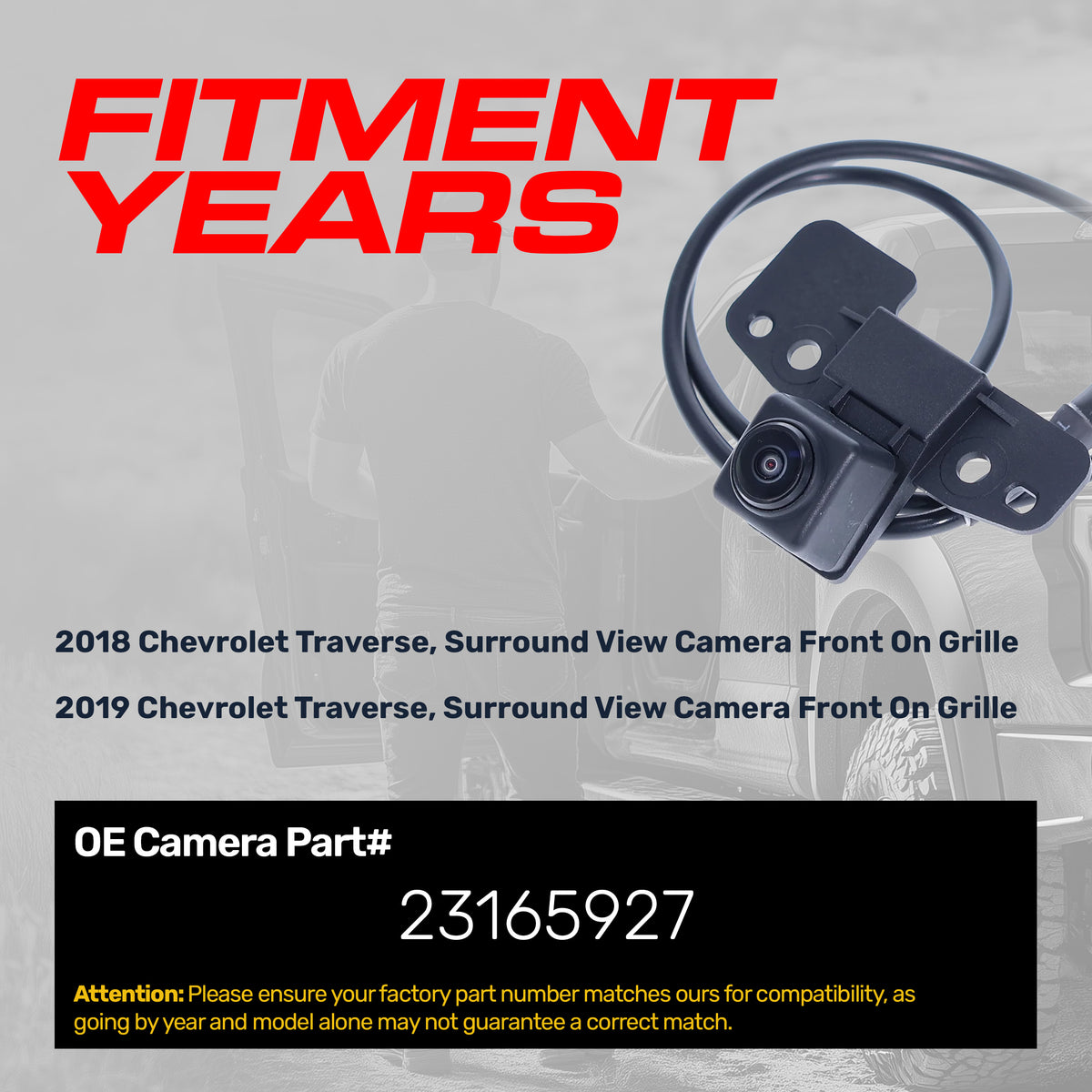 Chevrolet Traverse (2018-2019) OEM Replacement Front View (On Grille) Camera OE Part # 23165927