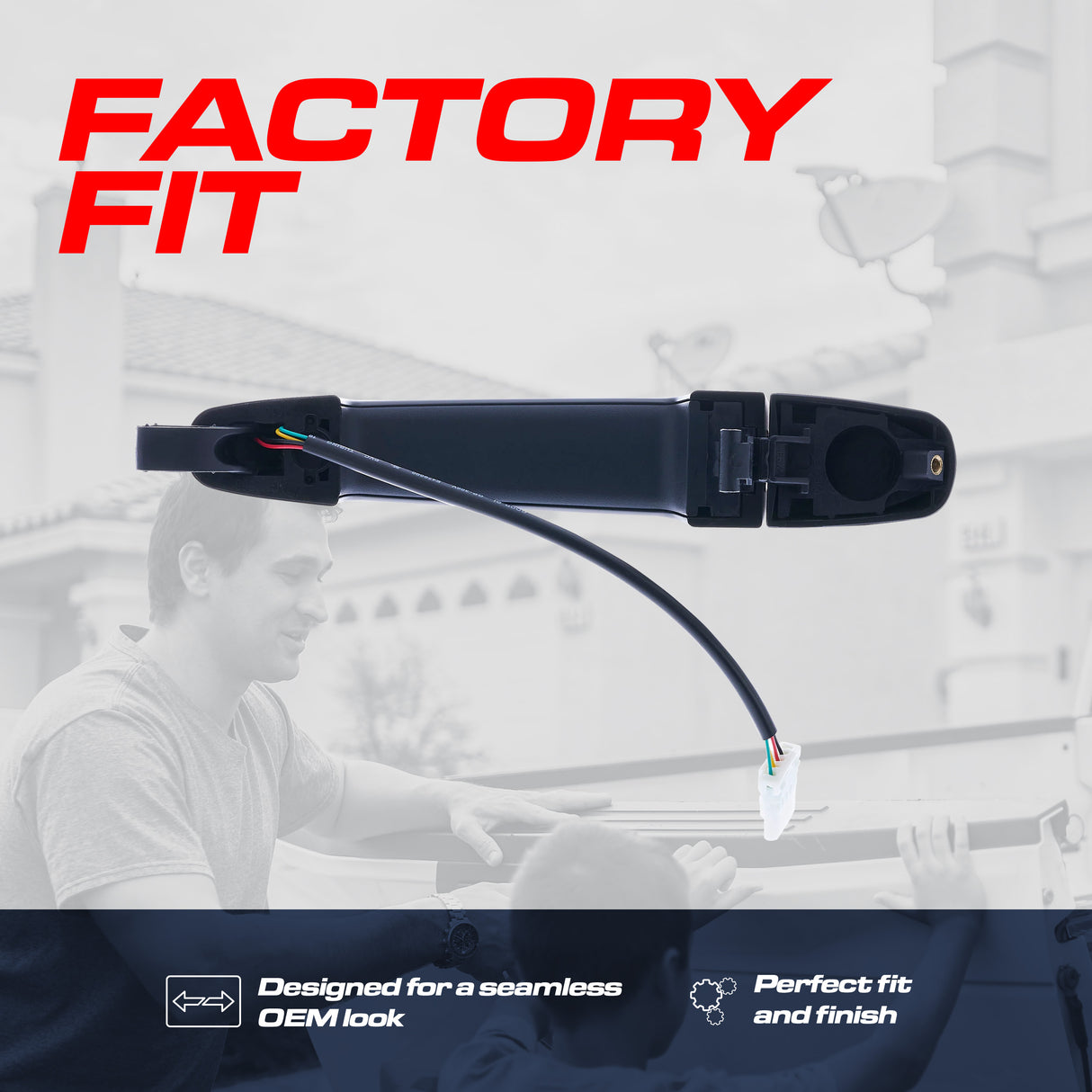 Exterior Door Handle Black Primed Replacement for Chevrolet Impala (2014) OE Part # 13590679, 13586018 | Front Right Passenger Side w/o Keyhole