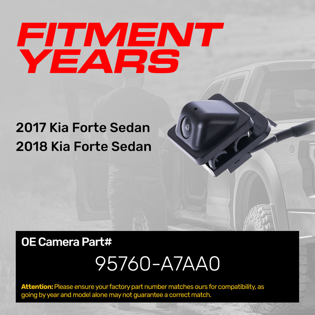 Kia Forte Sedan (2017-2018) OEM Replacement Backup Camera OE Part # 95760-A7AA0