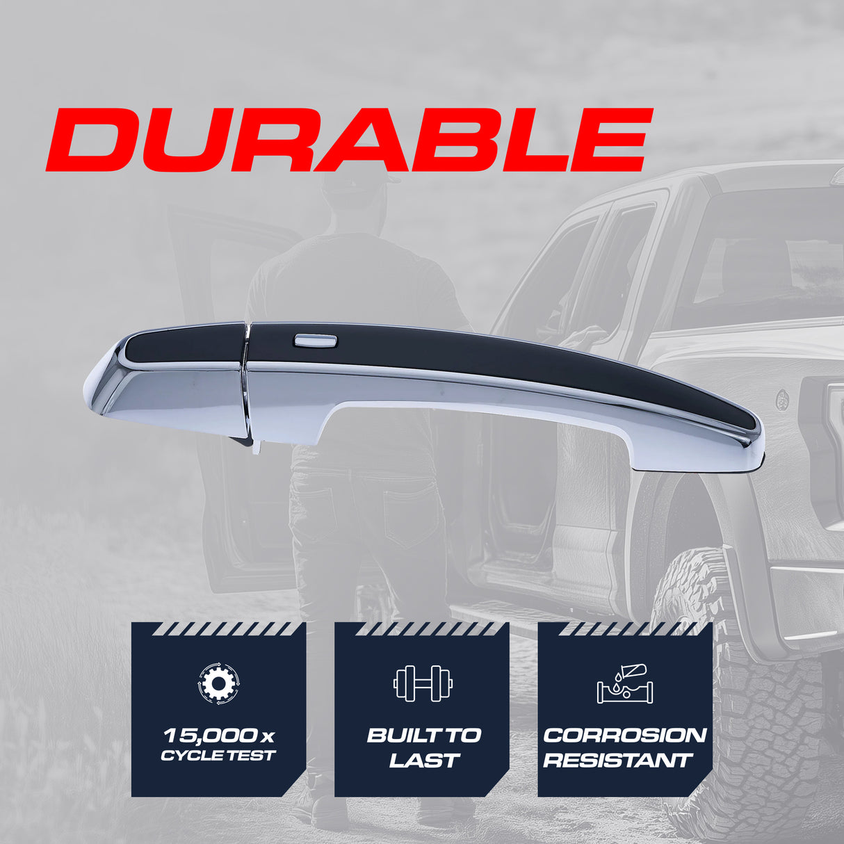 Chevrolet Malibu (2016-2024) Black/Chrome Replacement Exterior Door Handle | Front Left Driver Side w/o Keyhole