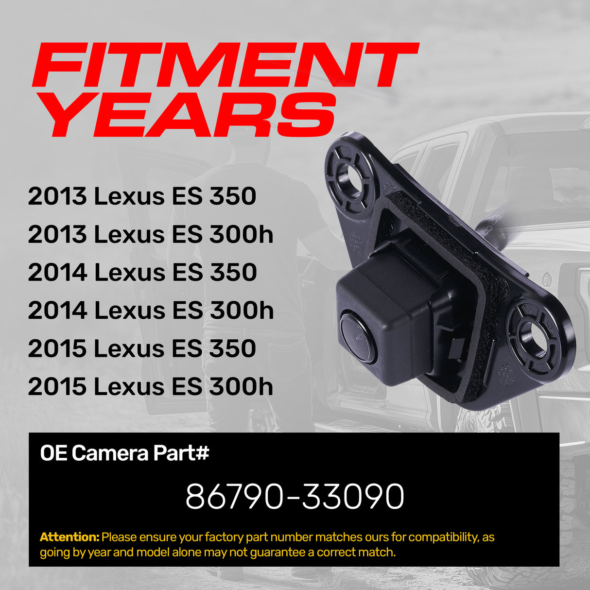 Lexus ES 300h/350 (2013-2015) OEM Replacement Backup Camera OE Part # 86790-33090