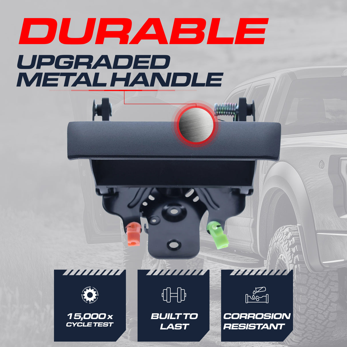 Tailgate Handle Upgraded Black Metal Replacement for Chevrolet Silverado / GMC Sierra / Hummer H3T (2007-2013) OE Part # 20955300, 15140549, 20880357 - Master Tailgaters