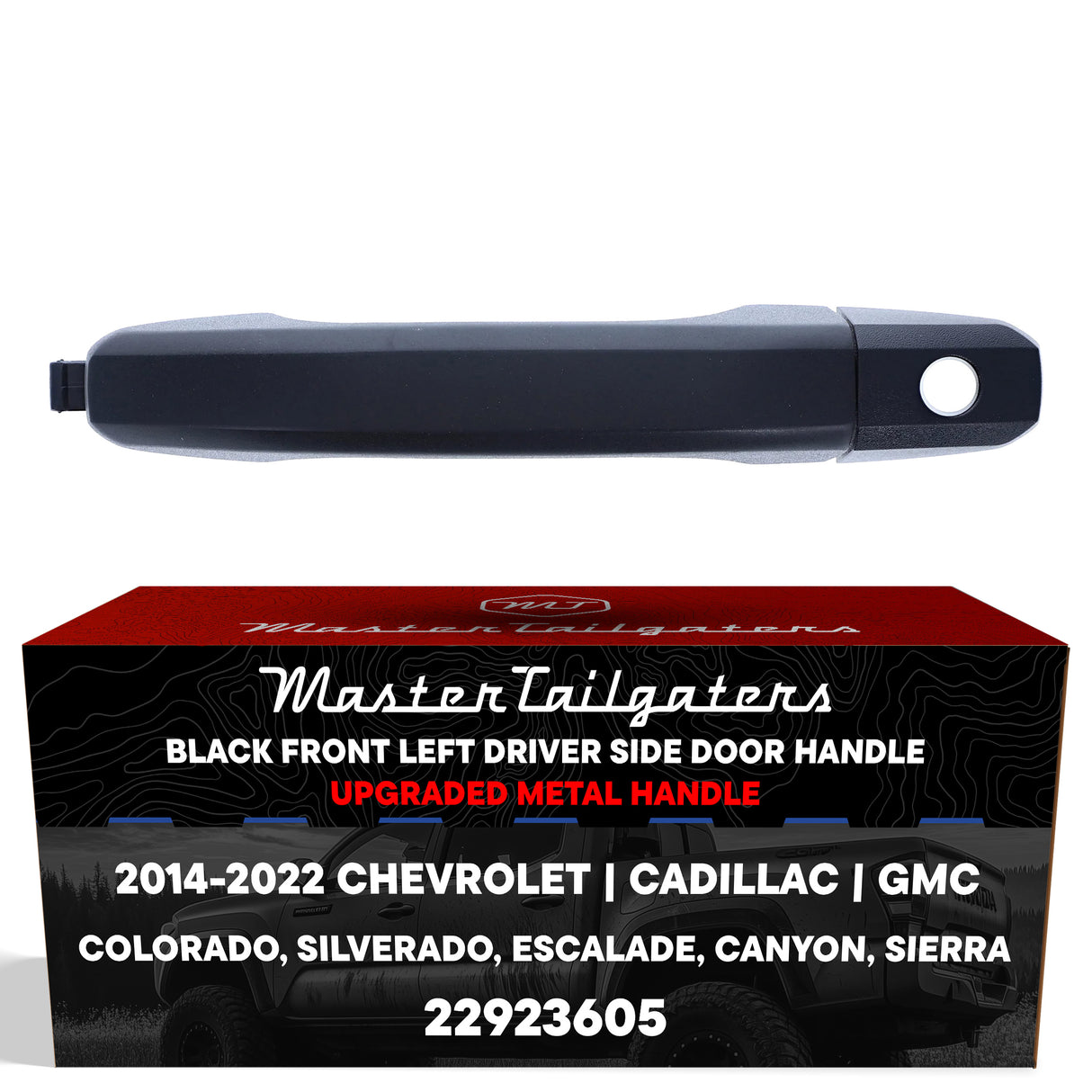 Exterior Door Handle Upgraded Black Metal Replacement for Chevrolet Colorado (2015-2022), Silverado (2014-2019) / Cadillac Escalade (2015) / GMC Canyon (2015), Sierra (2014-2019)