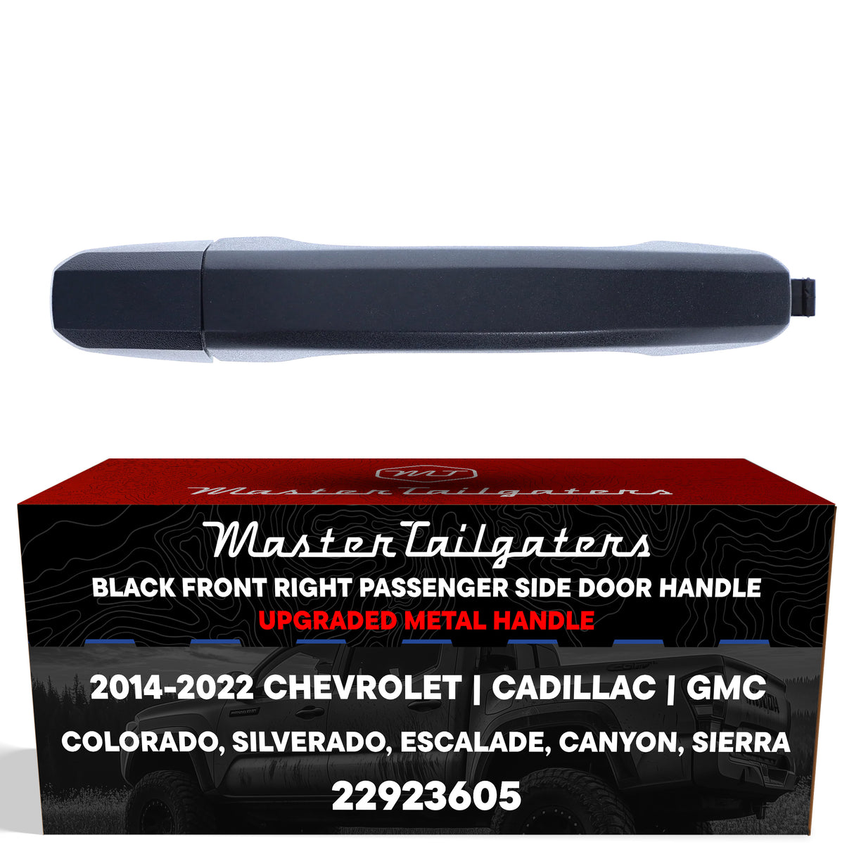 Exterior Door Handle Upgraded Black Metal Replacement for Chevrolet Colorado (2015-2022), Silverado (2014-2019) / Cadillac Escalade (2015) / GMC Canyon (2015), Sierra (2014-2019)