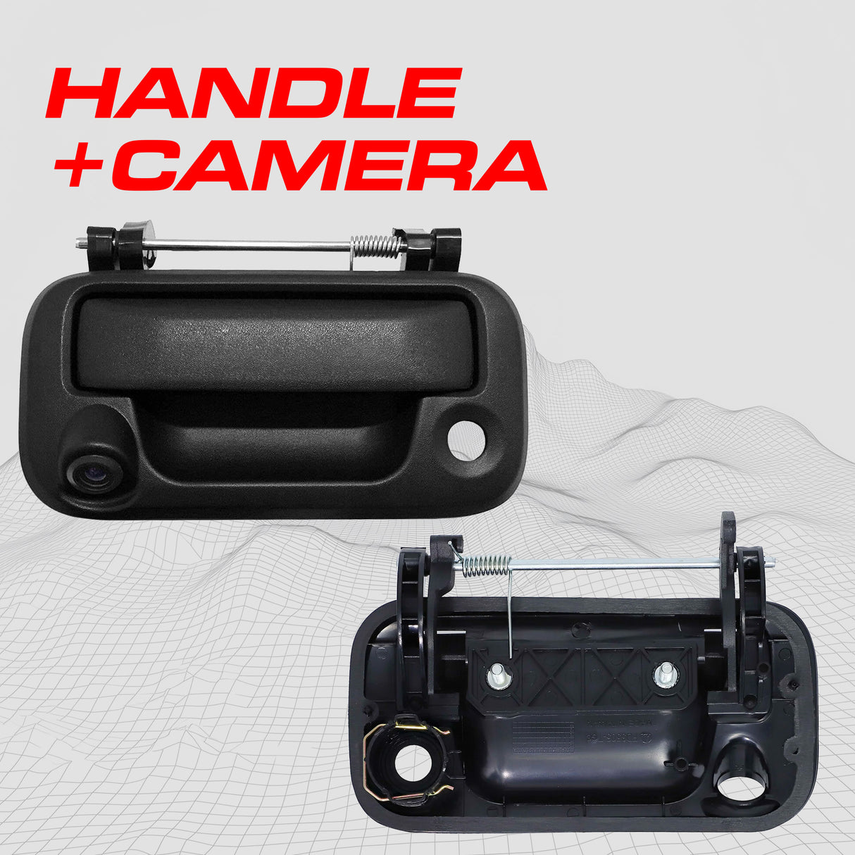 Ford F150, F250, F350, F450, F550 (2005-2016) Black Metal Replacement Tailgate Handle with Backup Camera