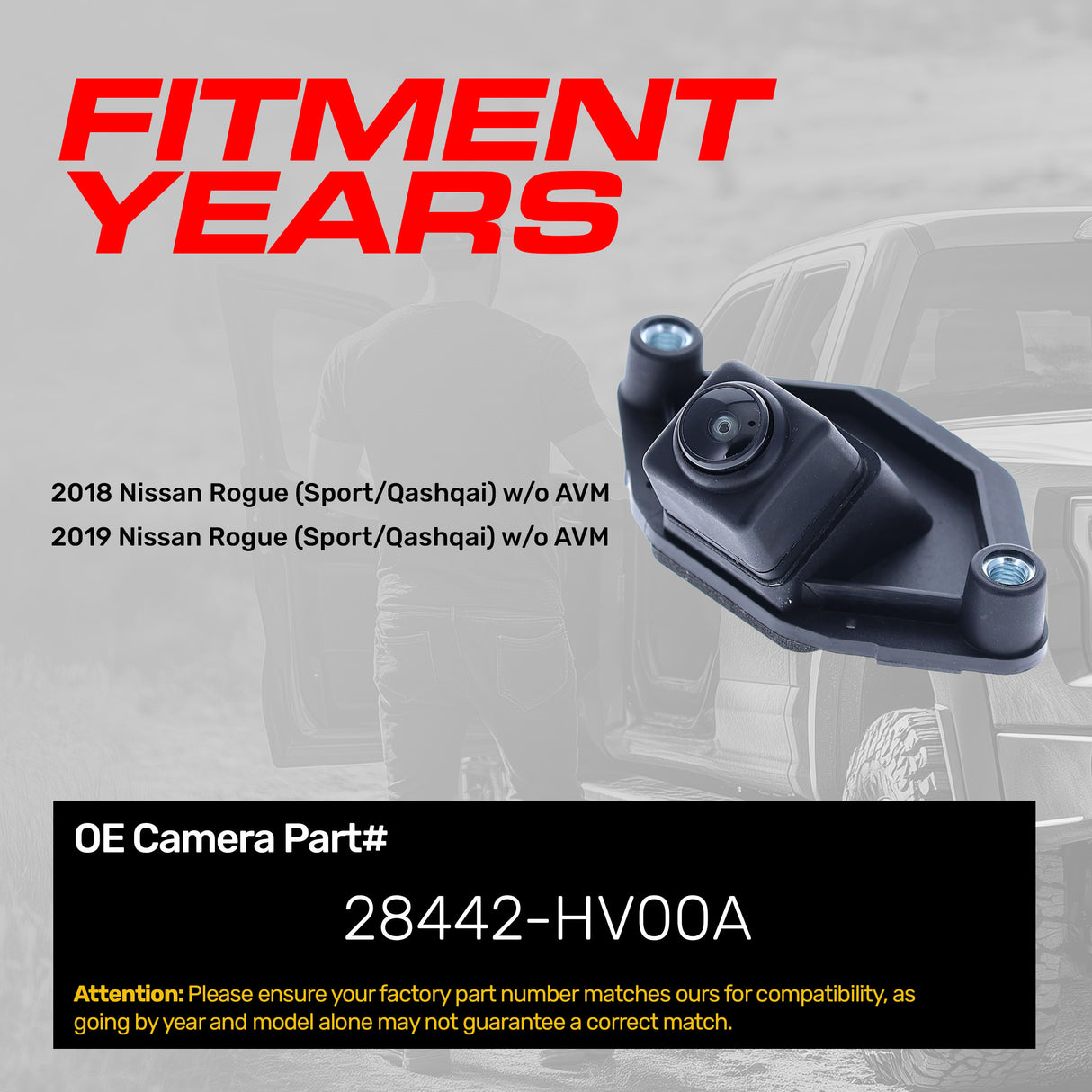 Nissan Rogue Sport/Qashqai w/o AVM (2018-2019) OEM Replacement Backup Camera OE Part # 28442-HV00A