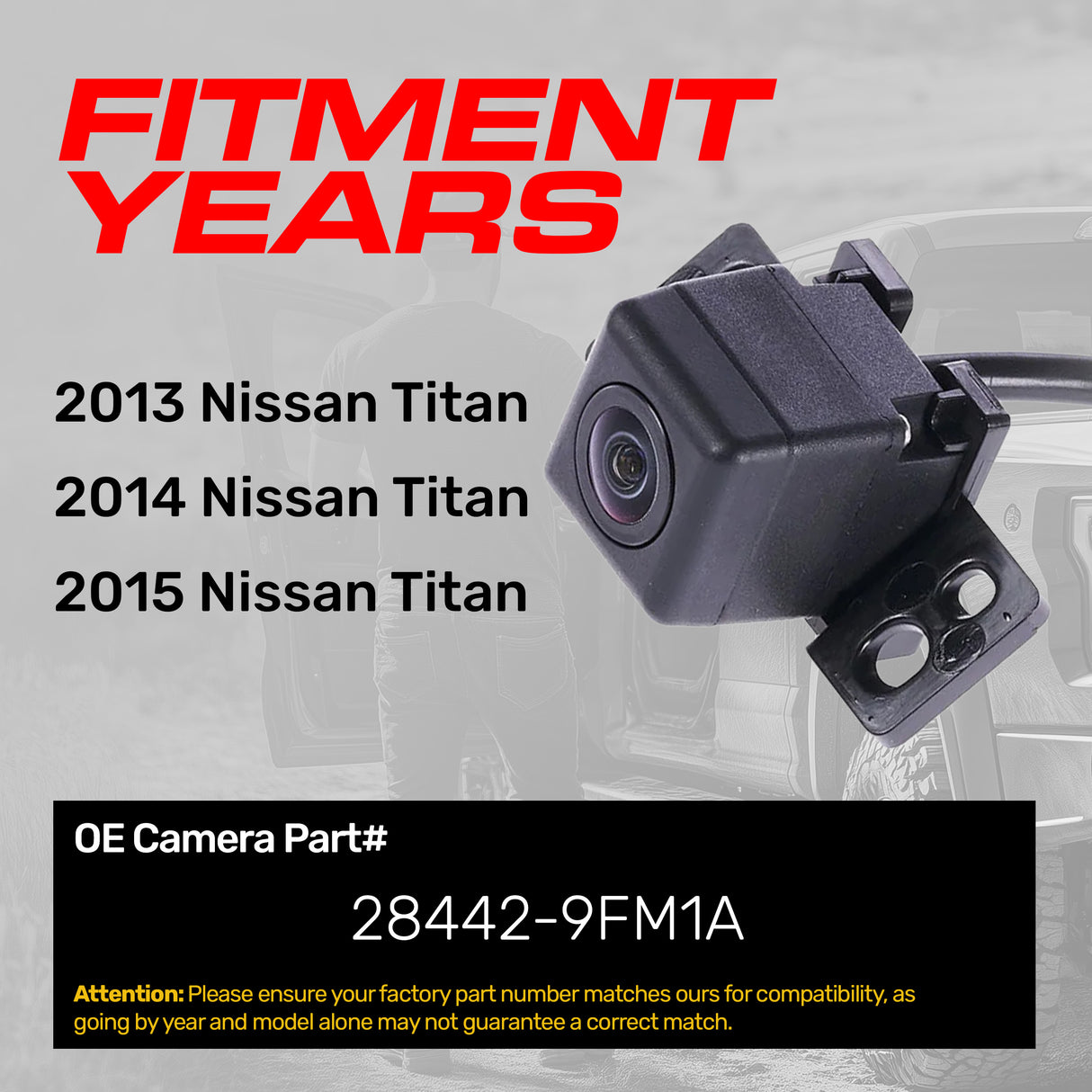 Nissan Titan (2013-2015) OEM Replacement Backup Camera OE Part # 28442-9FM1A - Master Tailgaters