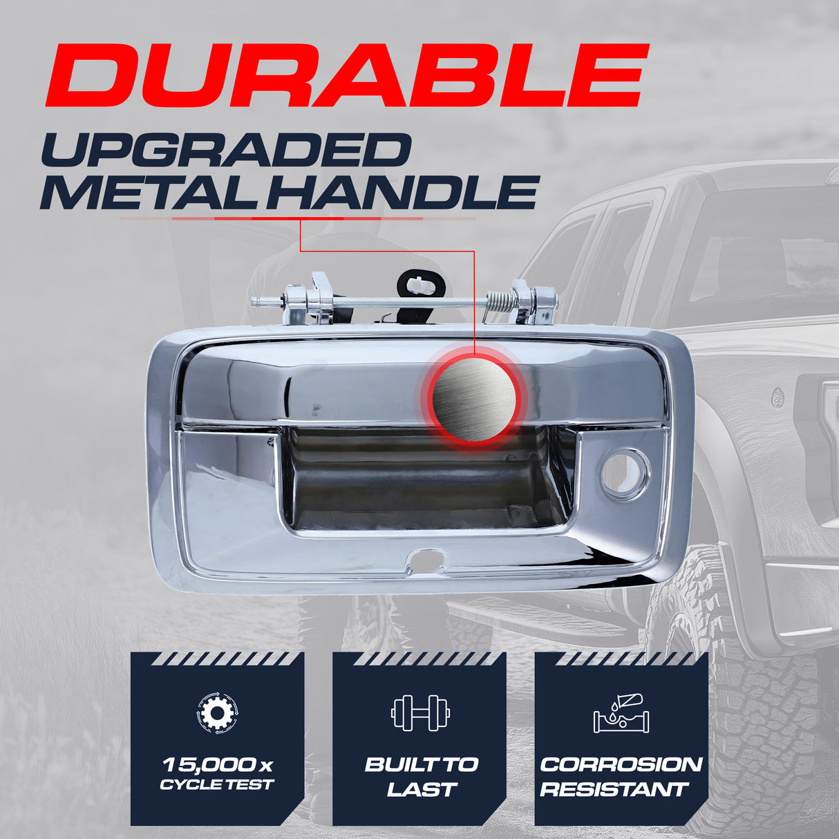 Master Tailgaters Tailgate Handle Upgraded Chrome Metal Replacement for Chevrolet Silverado (2014-2015) / GMC Sierra (2014-2015) OE Part # 23448681, 23128692