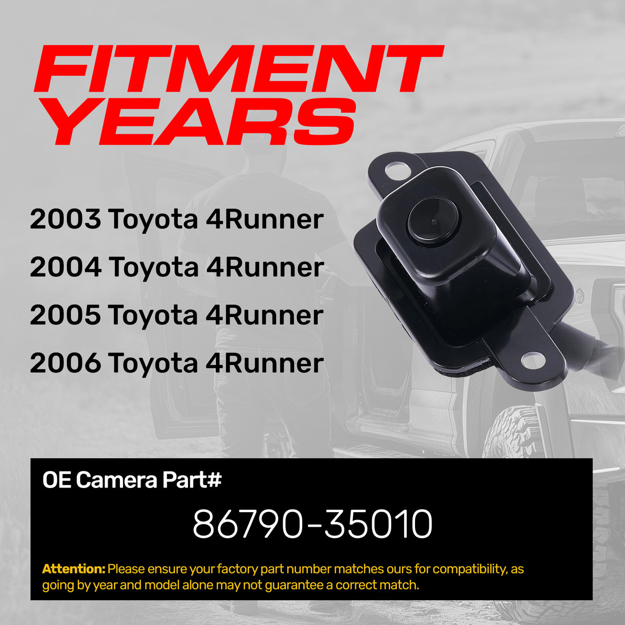 Toyota 4Runner (2003-2006) OEM Replacement Backup Camera OE Part # 86790-35010