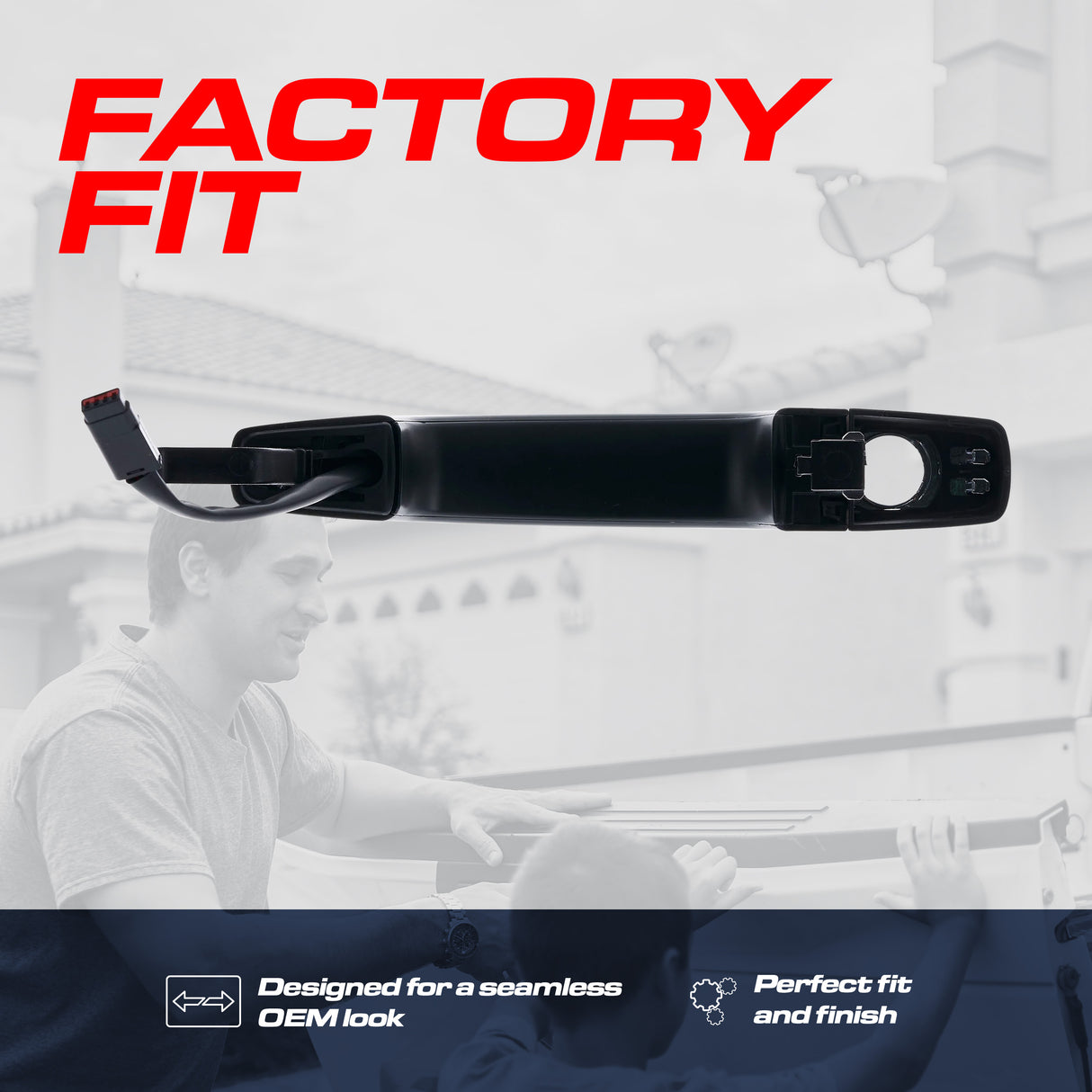 Exterior Door Handle Black/Chrome Replacement for Buick Regal (12-15) / Chevrolet Cruze (11-15), Malibu (13-16), SS (14-16), Trailblazer (13-24), Volt (11-15) OE Part # 13577716, 25936865 | Front LH