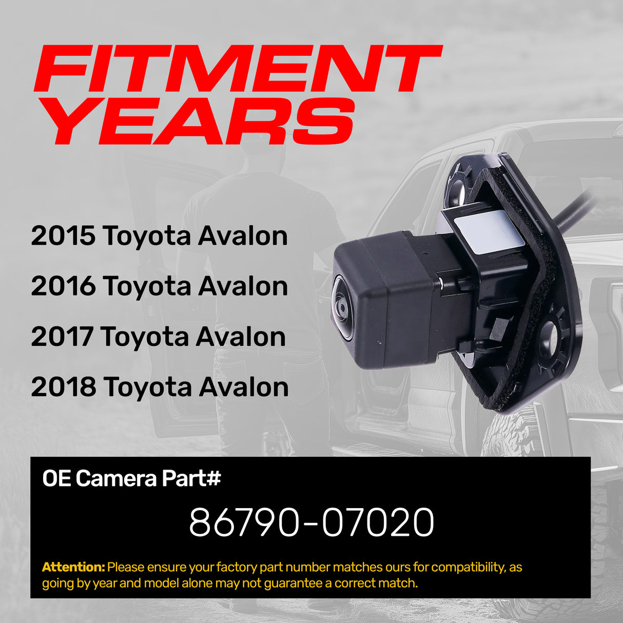 Toyota Avalon (2015-2018) OEM Replacement Backup Camera OE Part # 86790-07020