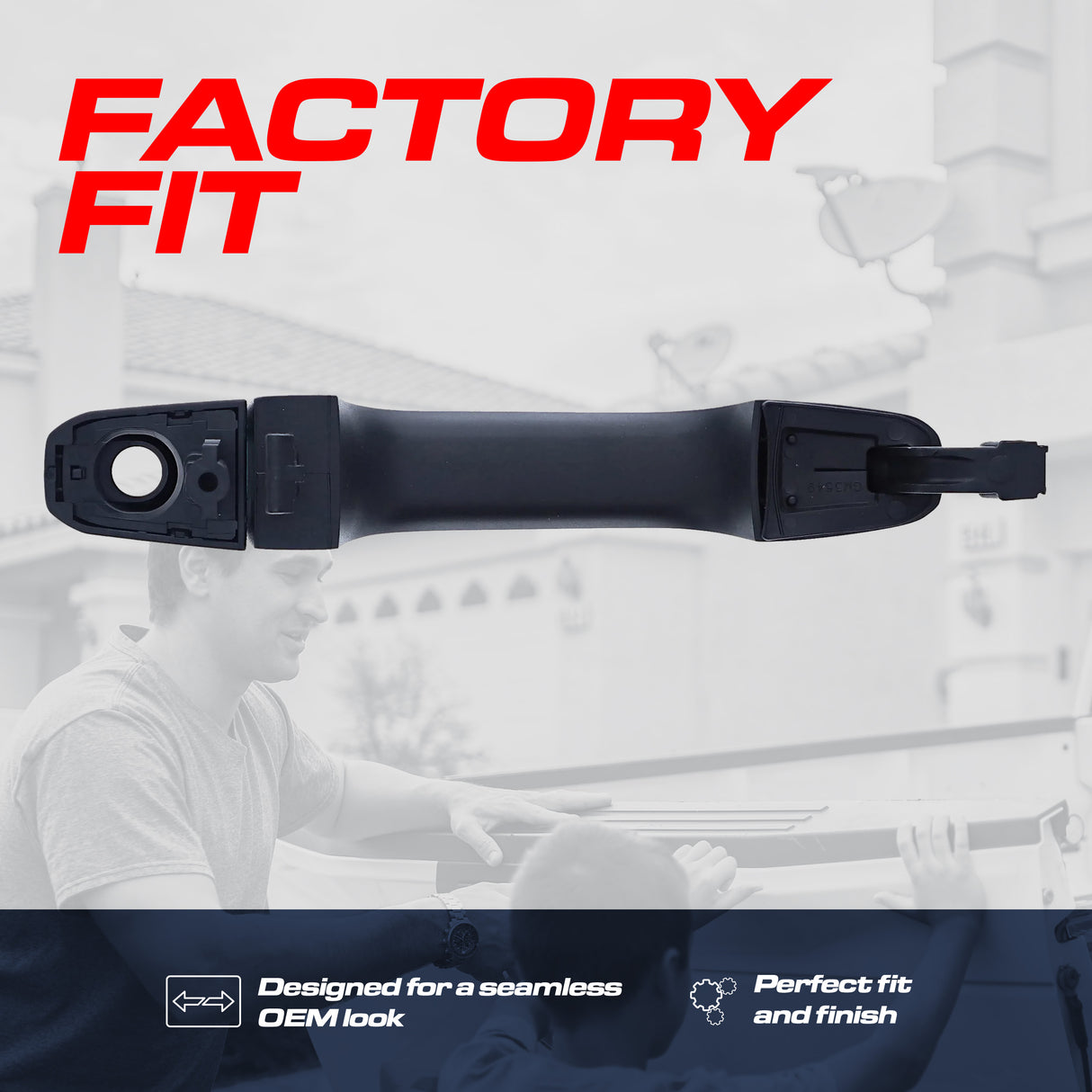 Exterior Door Handle Upgraded Black Metal Replacement for Chevrolet Silverado (2019-2024) / GMC Sierra (2019-2024) OE Part # 84462077 | Front LH w/Keyhole