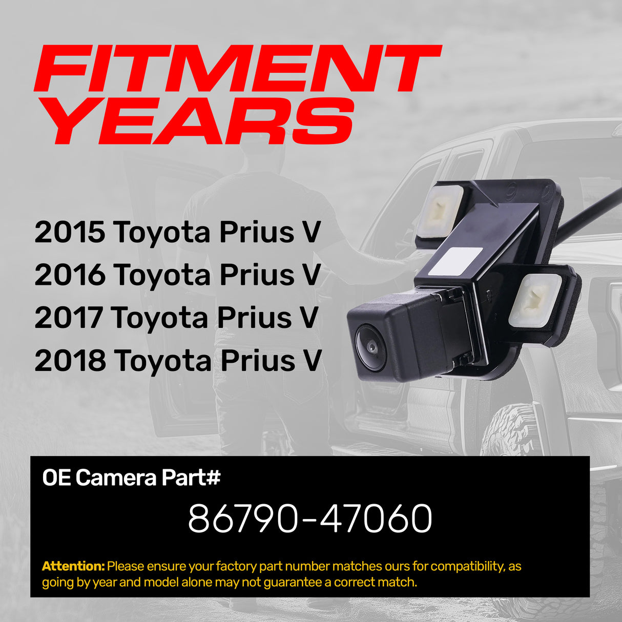 Toyota Prius V (2015-2018) OEM Replacement Backup Camera OE Part # 86790-47060 - Master Tailgaters