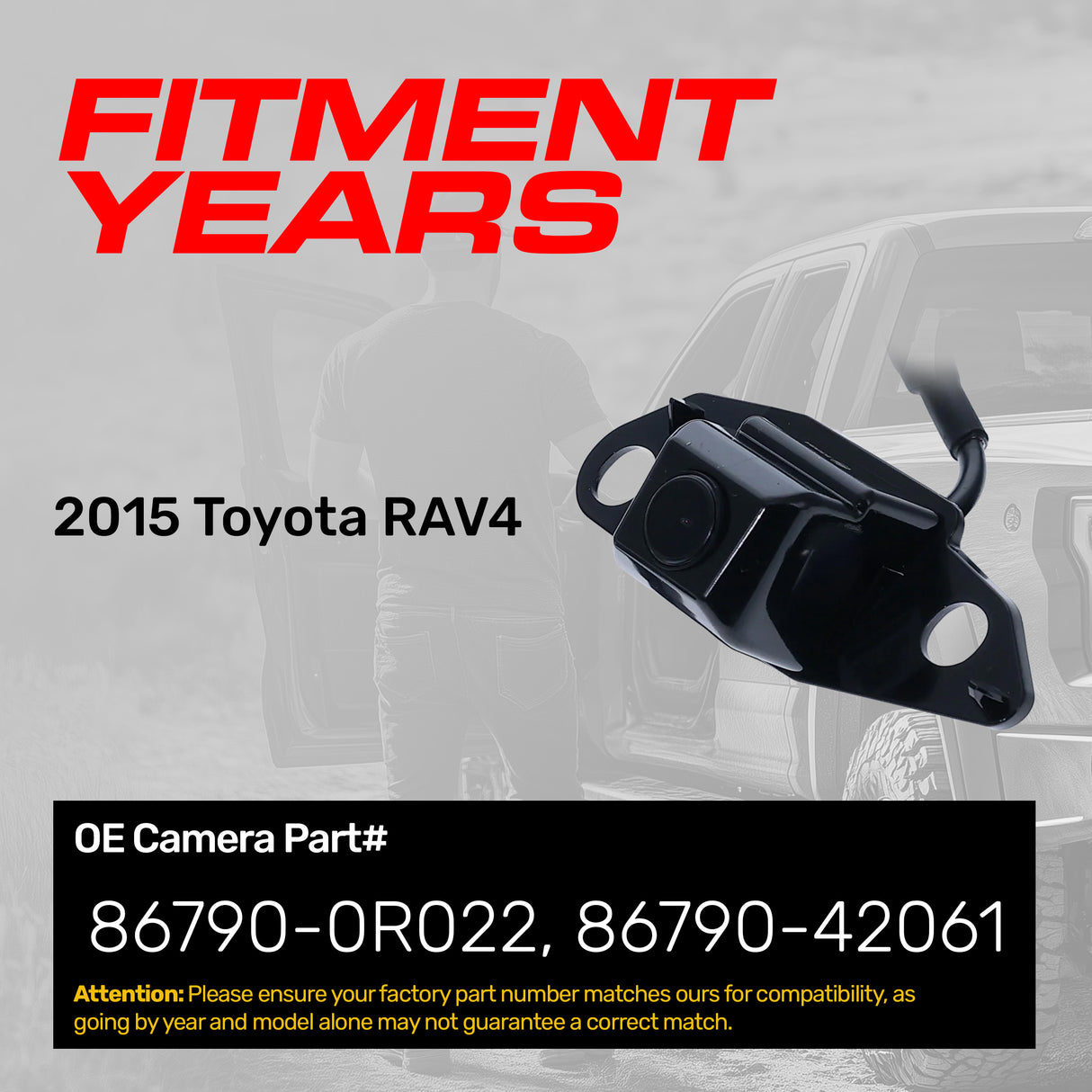 Toyota RAV4 (2015) OEM Replacement Backup Camera OE Part # 86790-0R022, 86790-42061