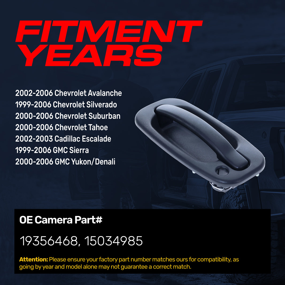 Exterior Door Handle Upgraded Black Metal Replacement for Chevrolet Avalanche 02-06, Silverado 99-06 / Cadillac Escalade 02-03 / GMC Sierra 99-06 OE Part # 19356468, 15034985 | Front LH w/ Keyhole