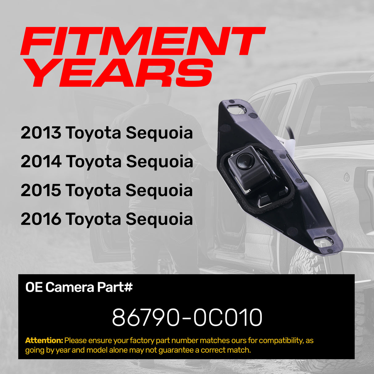 Toyota Sequoia (2013-2016) OEM Replacement Backup Camera OE Part # 86790-0C010