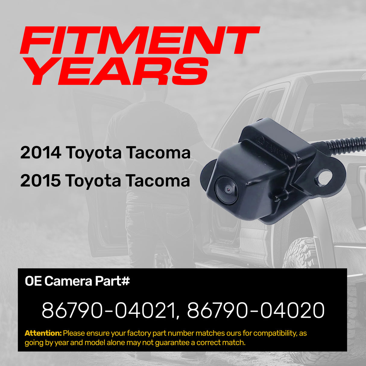 Toyota Tacoma (2014-2015) OEM Replacement Backup Camera OE Part # 86790-04020, 86790-04021
