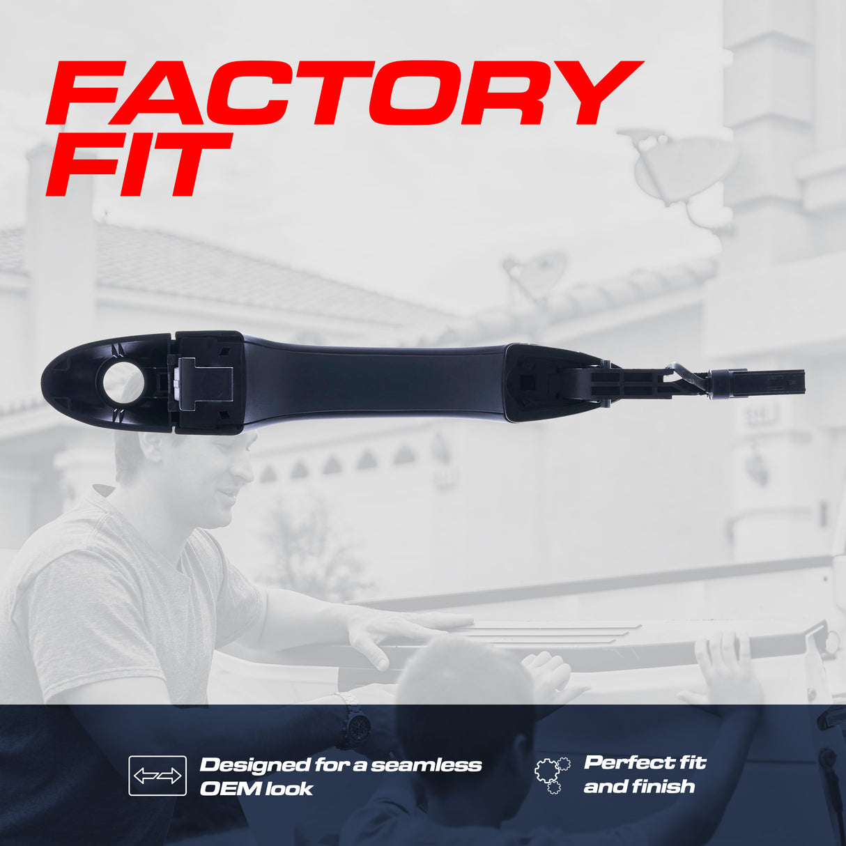 Exterior Door Handle Black Replacement for Dodge Dart (2013-2016) / Jeep Cherokee (2014-2025) OE Part # 1SZ26DX8AH, 1SZ26DX8AC, 1SZ26DX8AG | Front Left Driver Side w/ Keyhole