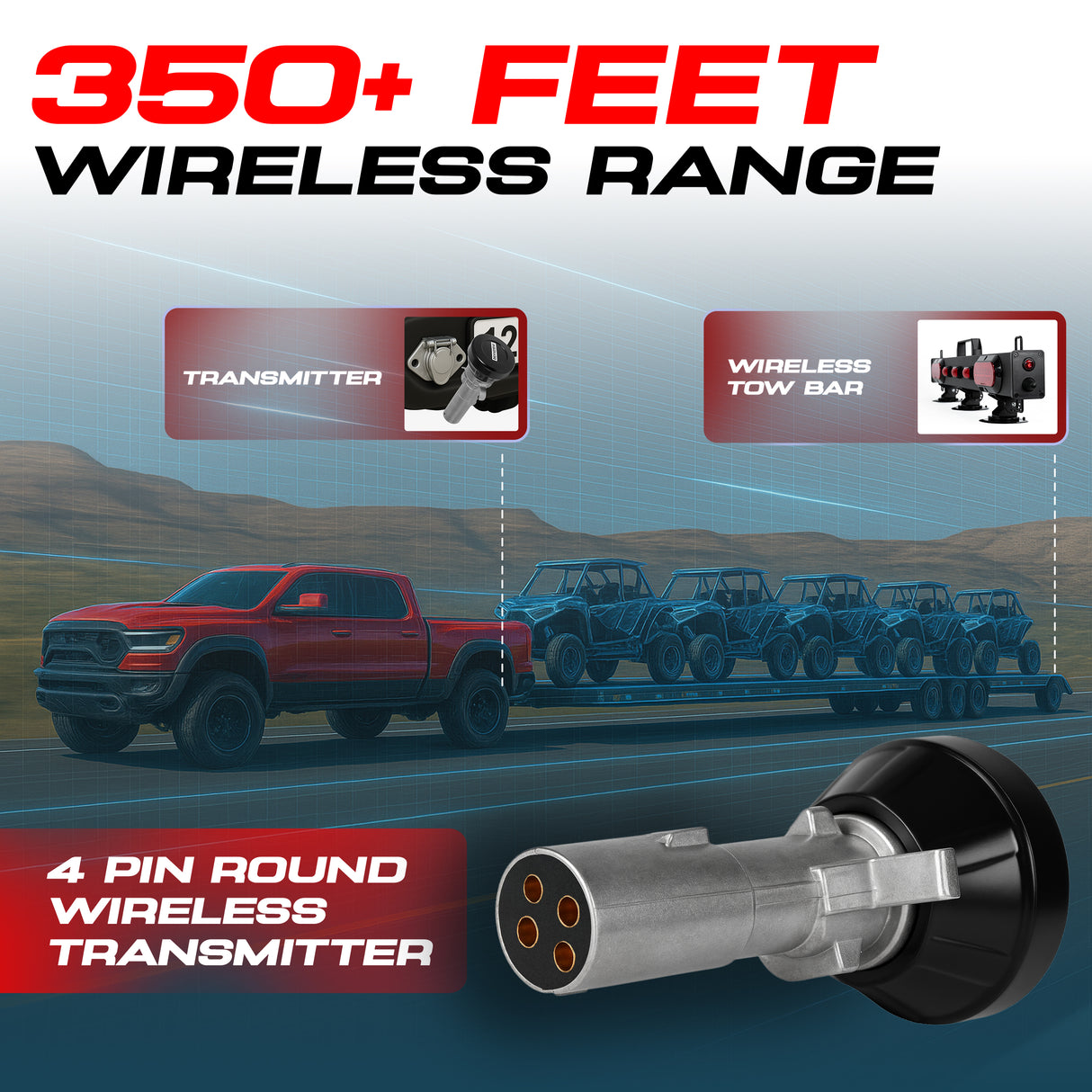 Master Tailgaters 36" Wireless Tow Light Bar with Camera | Choice of 4 Pin Round or 7 Pin Round - Master Tailgaters