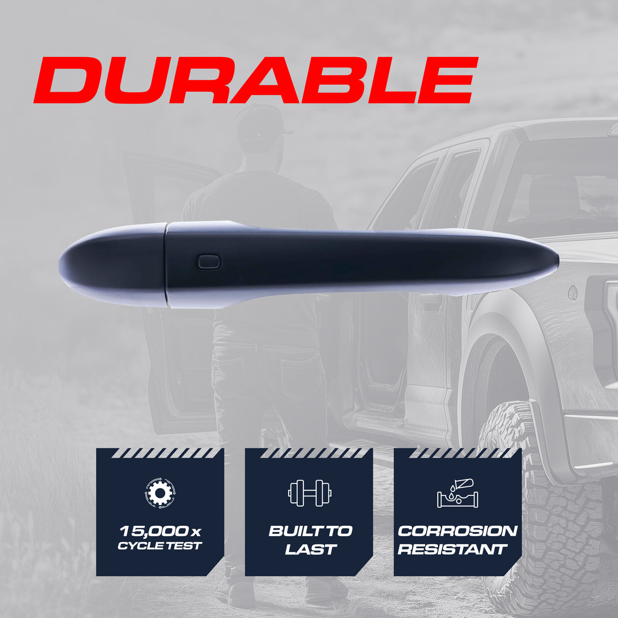 Exterior Door Handle Black Replacement for Dodge Dart (2013-2016) / Jeep Cherokee (2014-2025) OE Part # 1SZ26DX8AH, 1SZ26DX8AC | Front Right Passenger Side w/o Keyhole