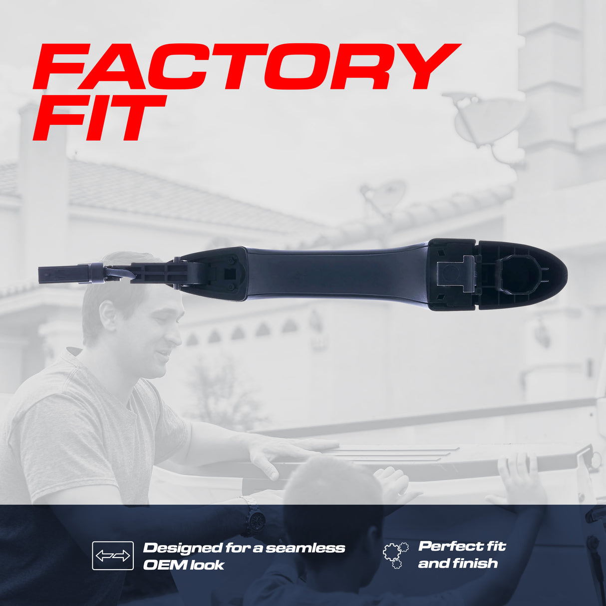 Exterior Door Handle Black Replacement for Dodge Dart (2013-2016) / Jeep Cherokee (2014-2025) OE Part # 1SZ26DX8AH, 1SZ26DX8AC | Front Right Passenger Side w/o Keyhole