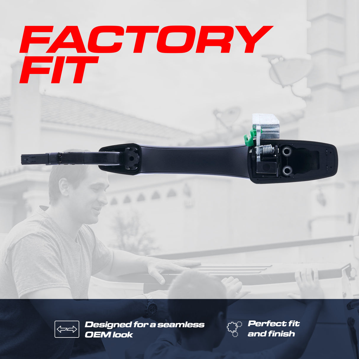 Exterior Door Handle Black Primed Replacement for Dodge Durango (2011-2024) / Jeep Grand Cherokee (2011-2024) OE Part # 1QA18AXRAK, 1QA18AXRAG | Front Right Passenger Side w/o Keyhole