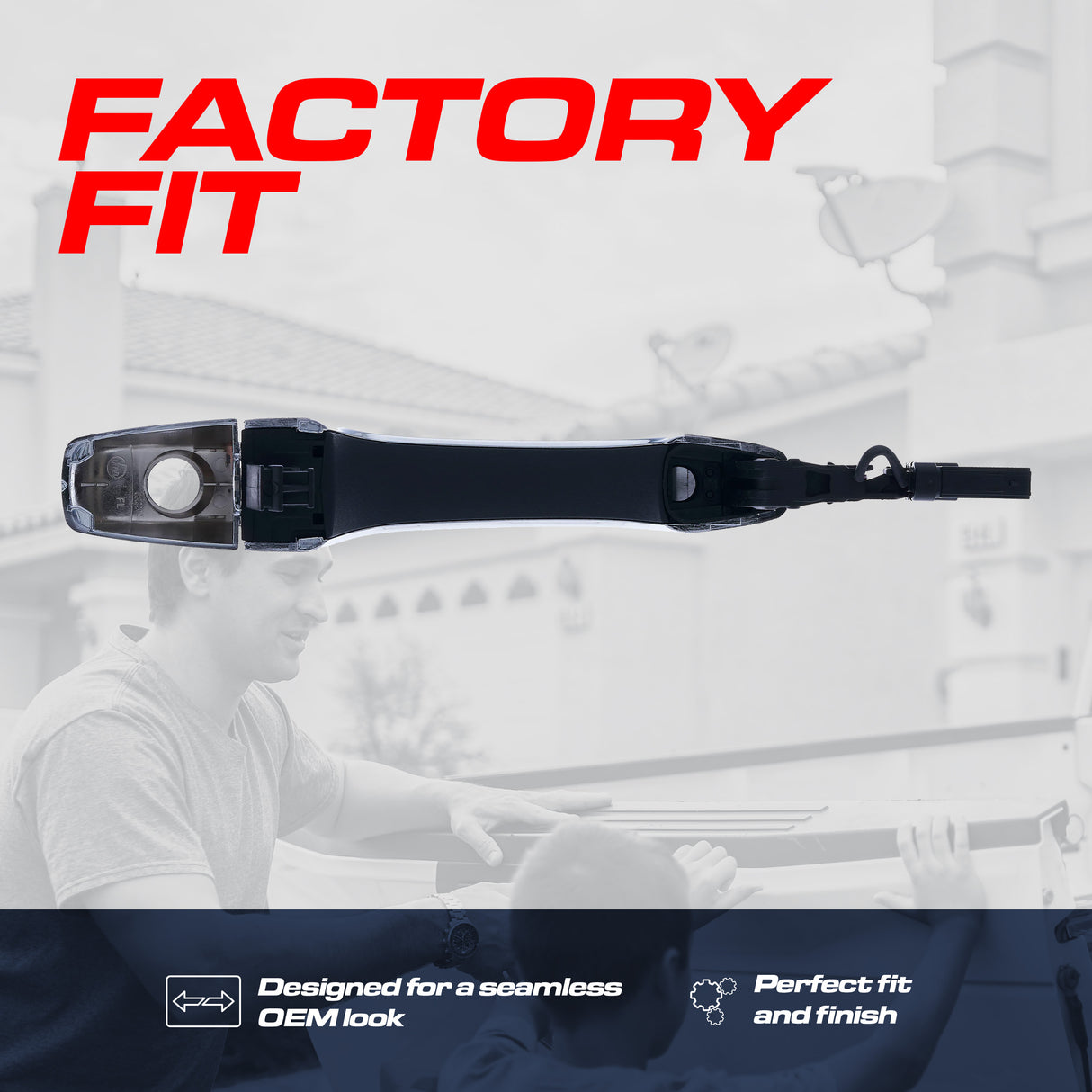 Exterior Door Handle Chrome Replacement for Dodge Journey (2011-2025) / Chrysler 300 (2011-2025) OE Part # 4589855AJ, 4589851AD, 4589855AF, 4589851AB | Front Left Driver Side