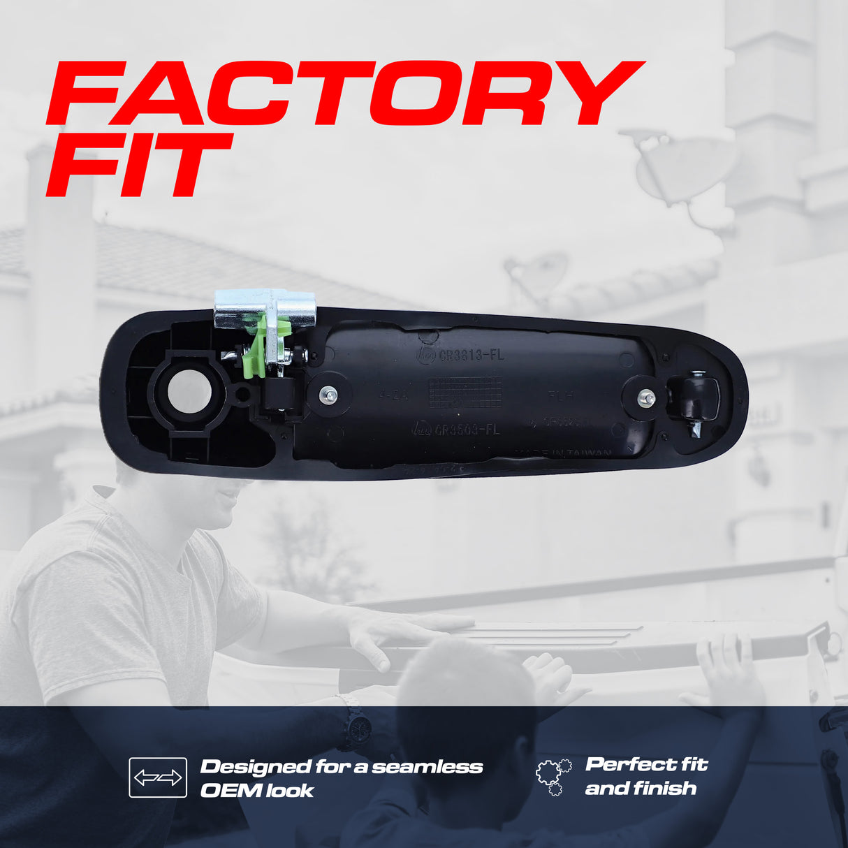 Exterior Door Handle Upgraded Black Metal Replacement for Dodge Dakota 05-11, Durango 04-09, Ram 02-09 / Jeep Grand Cherokee 99-04, Cherokee/Liberty 02-07 OE Part # 55276237AA | Front LH w/Keyhole