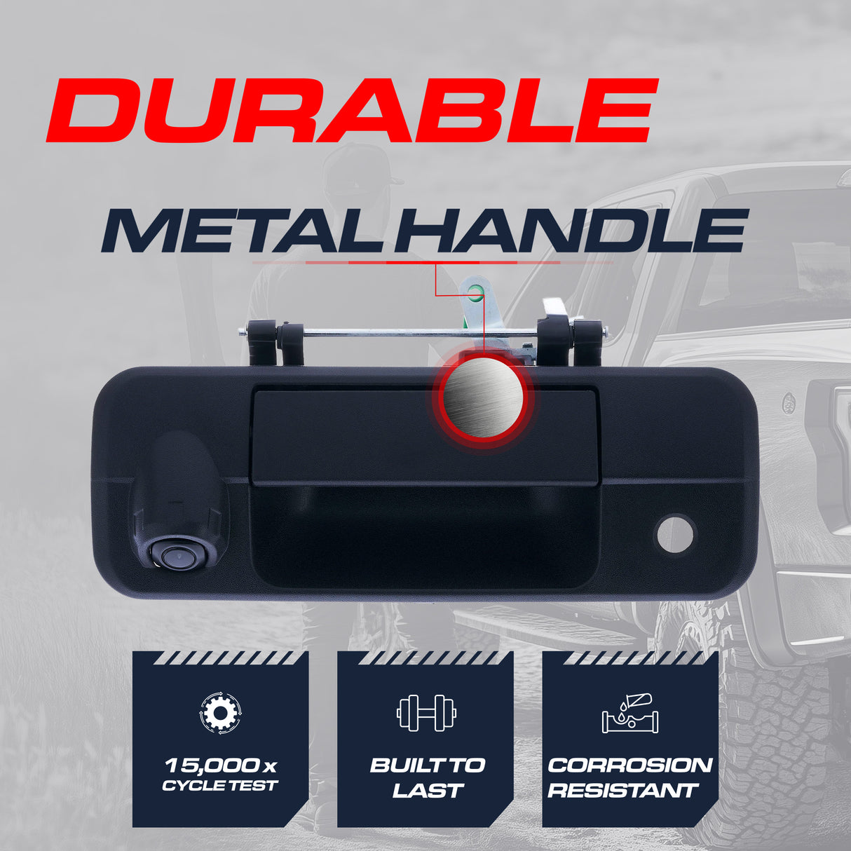 Toyota Tundra (2007-2013) Black Metal Replacement Tailgate Handle with Backup Camera