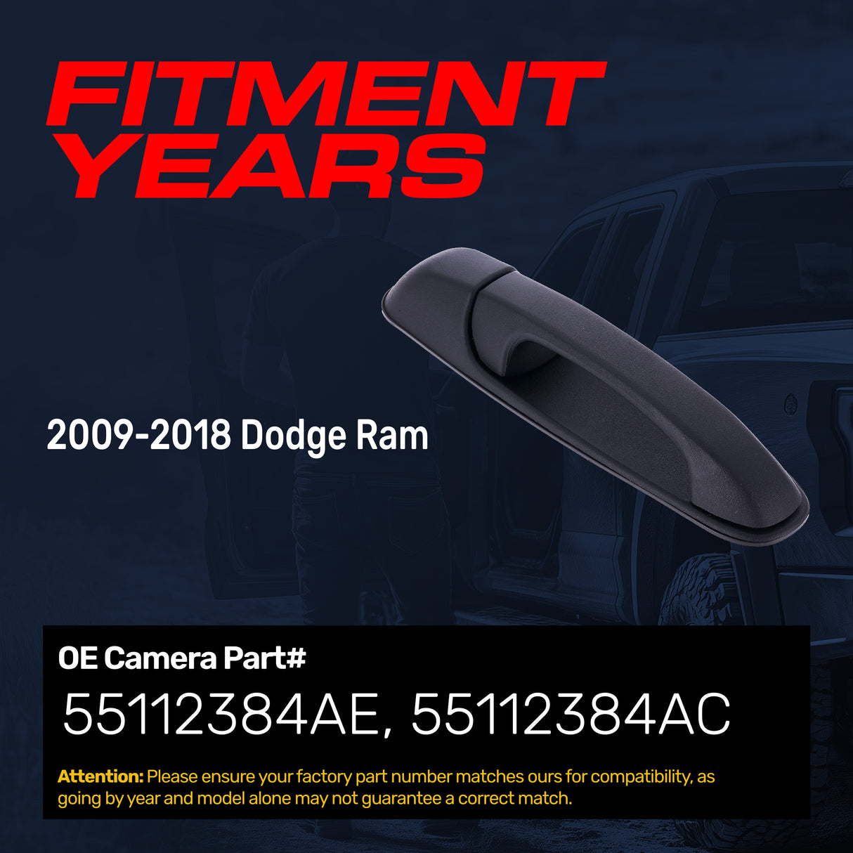 Master Tailgaters Exterior Door Handle Upgraded Black Metal Replacement for Dodge Ram (2009-2018) OE Part # 55112384AE, 55112384AC | Front RH w/o Keyhole