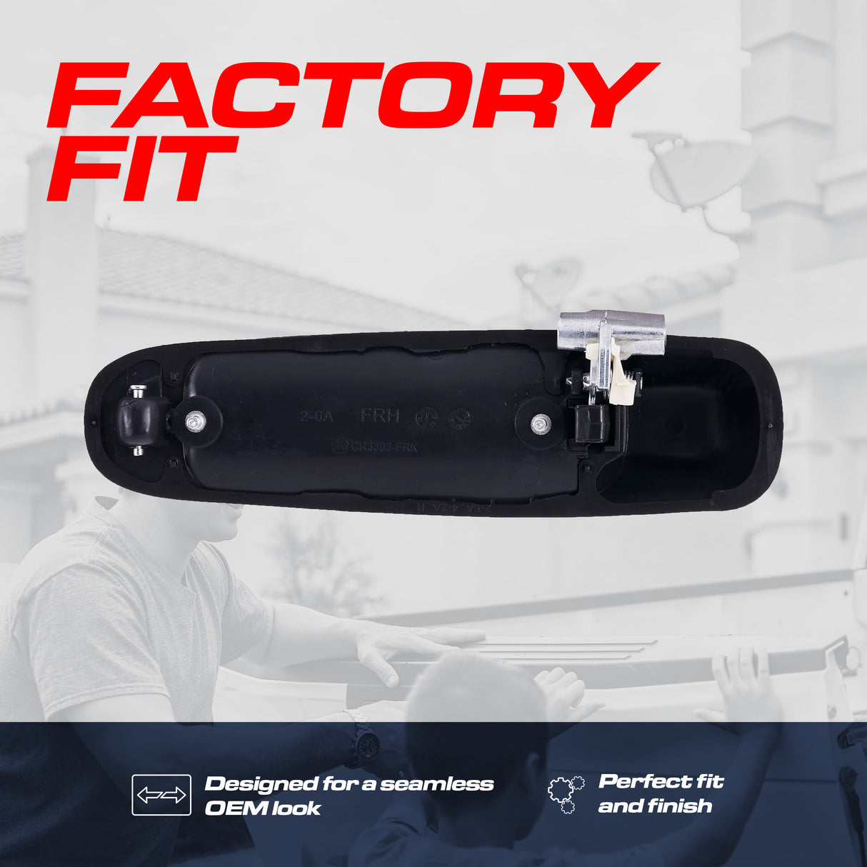 Master Tailgaters Exterior Door Handle Upgraded Black Metal Replacement for Dodge Ram (2009-2018) OE Part # 55112384AE, 55112384AC | Front RH w/o Keyhole