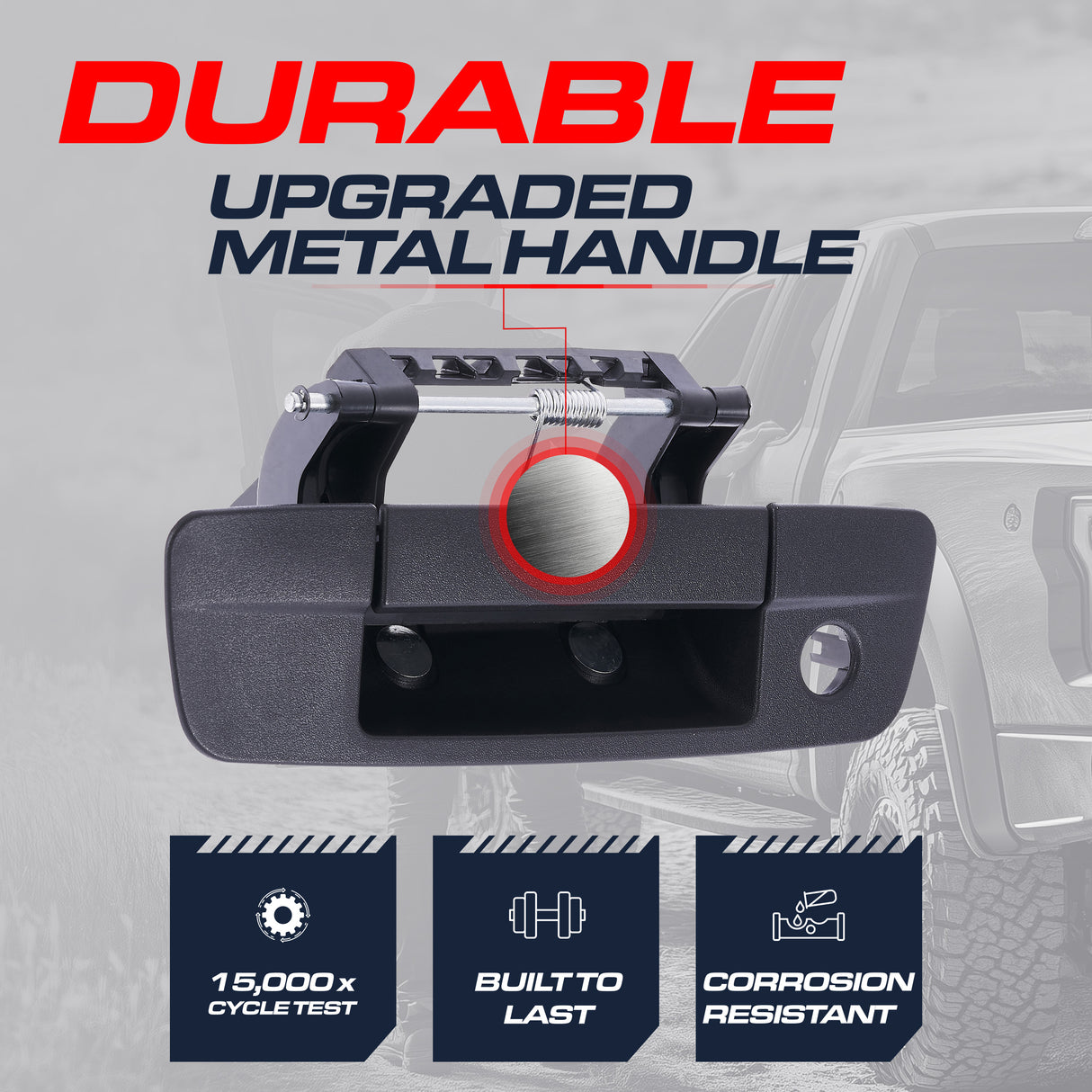 Master Tailgaters Tailgate Handle Upgraded Black Metal Replacement for Dodge Ram (2009-2018) OE Part # 68044904AG, 68044904AF