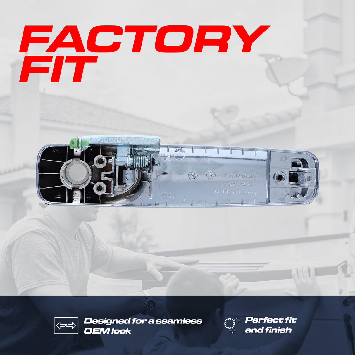 Master Tailgaters Exterior Door Handle Upgraded Chrome Metal Replacement for Dodge Ram (2009-2018) OE Part # 55112383AE, 55112383AC | Front LH w/Keyhole