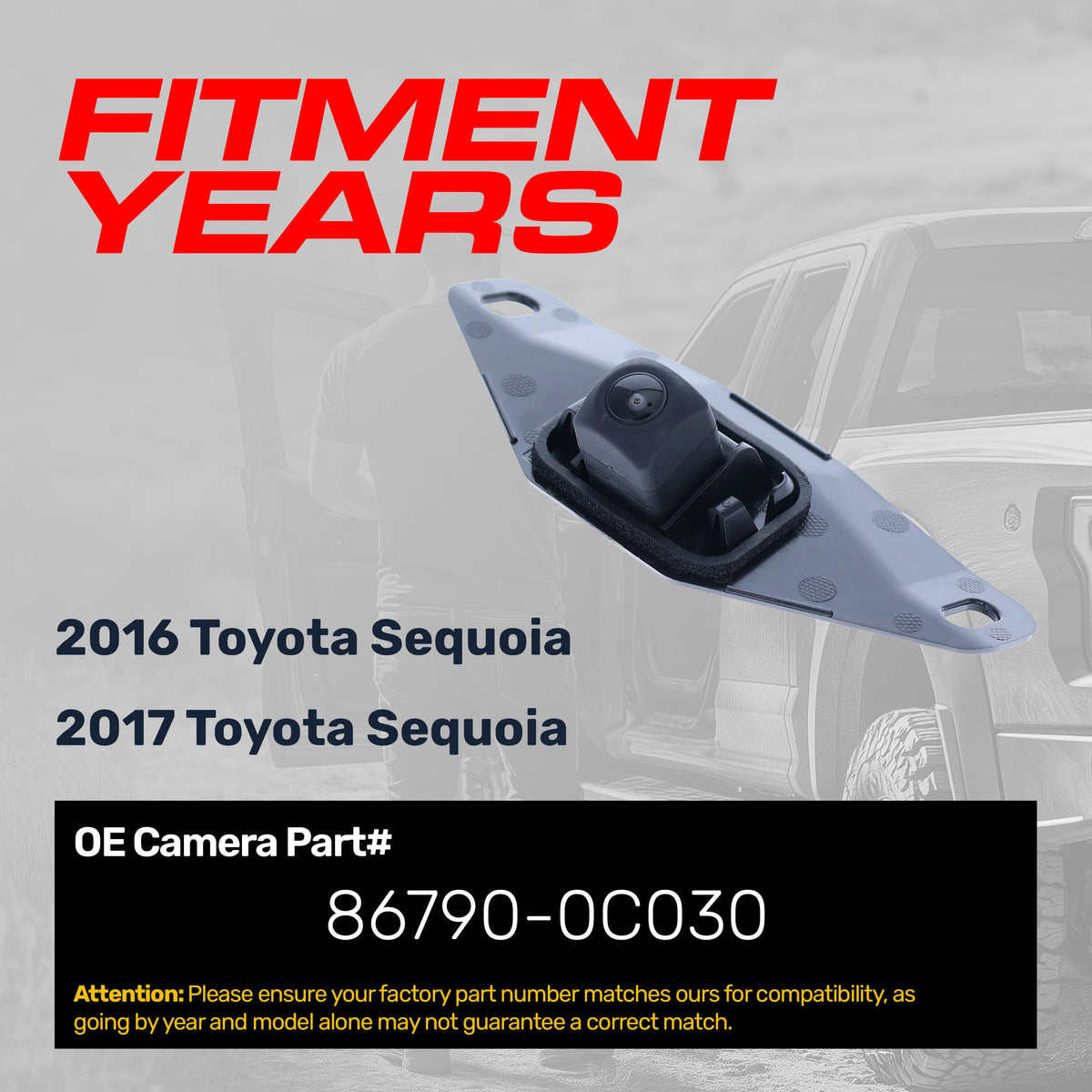 Toyota Sequoia (2016-2017) OEM Replacement Backup Camera OE Part # 86790-0C030