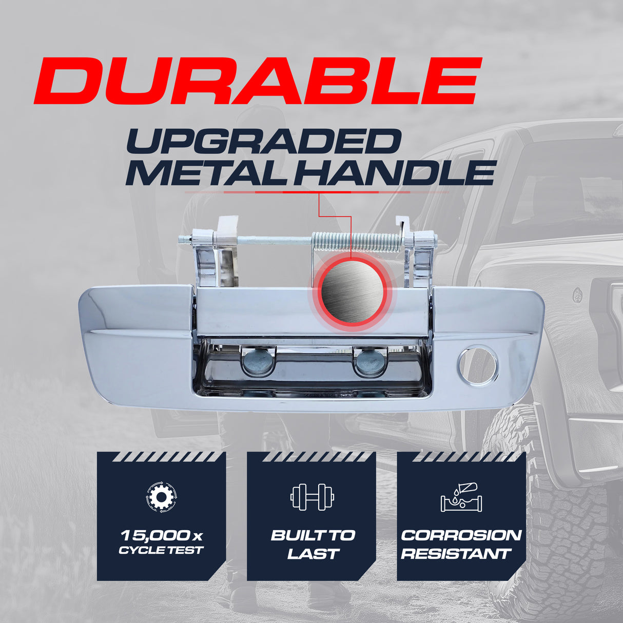Master Tailgaters Tailgate Handle Upgraded Chrome Metal Replacement for Dodge Ram (2009-2018) OE Part # 68044904AG, 68044904AF